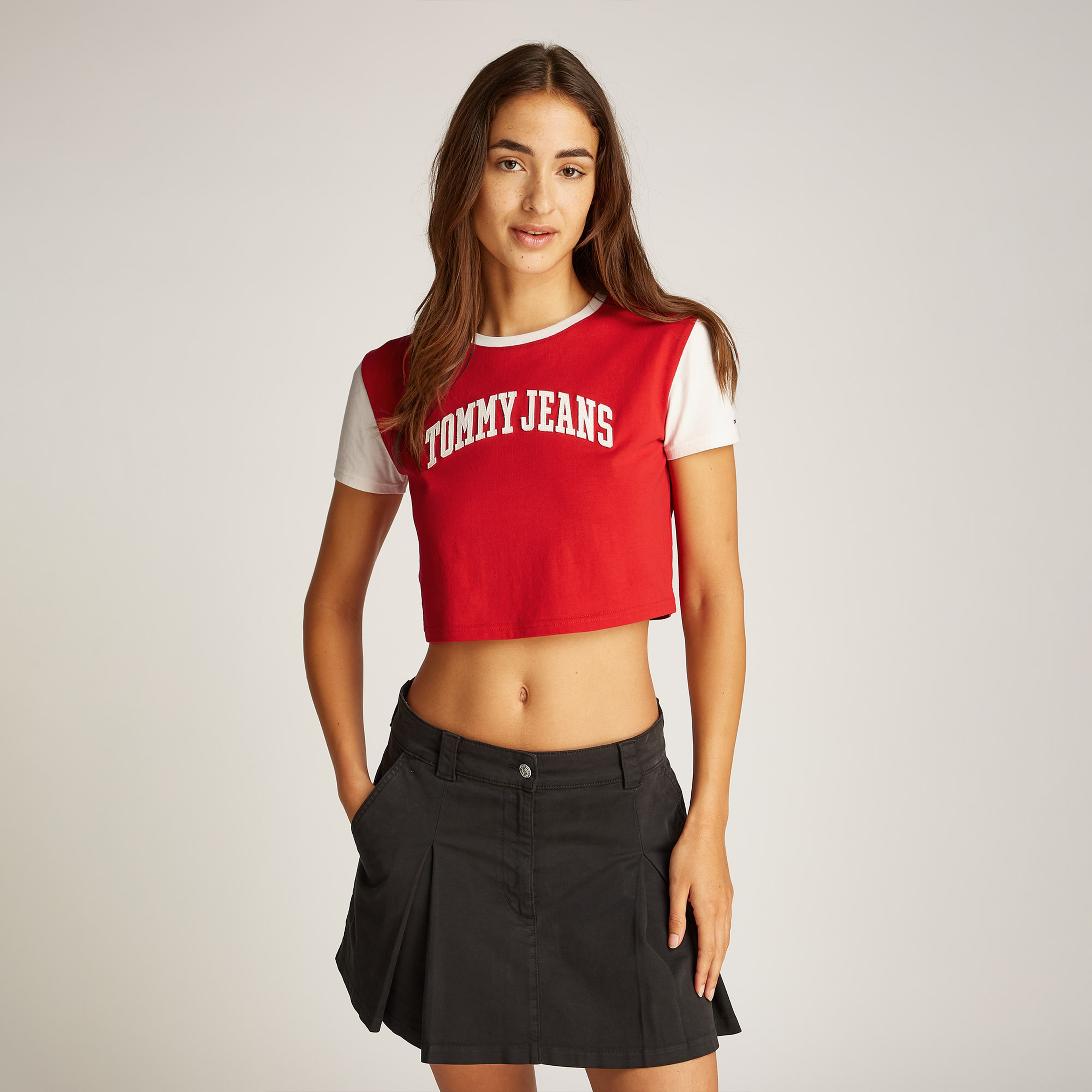 Tommy Hilfiger Tjw Reg Crp Varsity Kadın Kırmızı T-Shirt