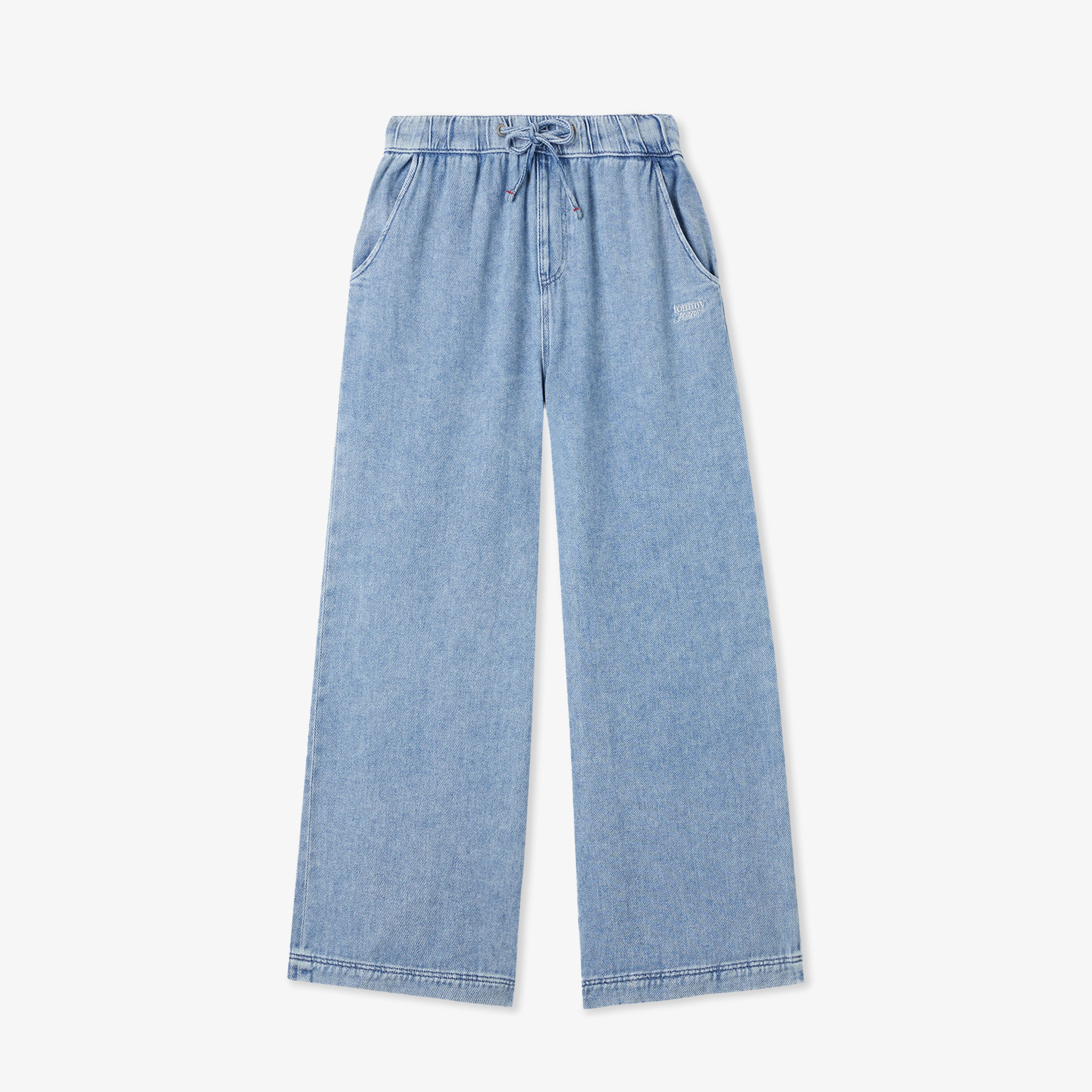 Tommy Hilfiger Twill Denim Long Palazzo Kadın Mavi Pantolon