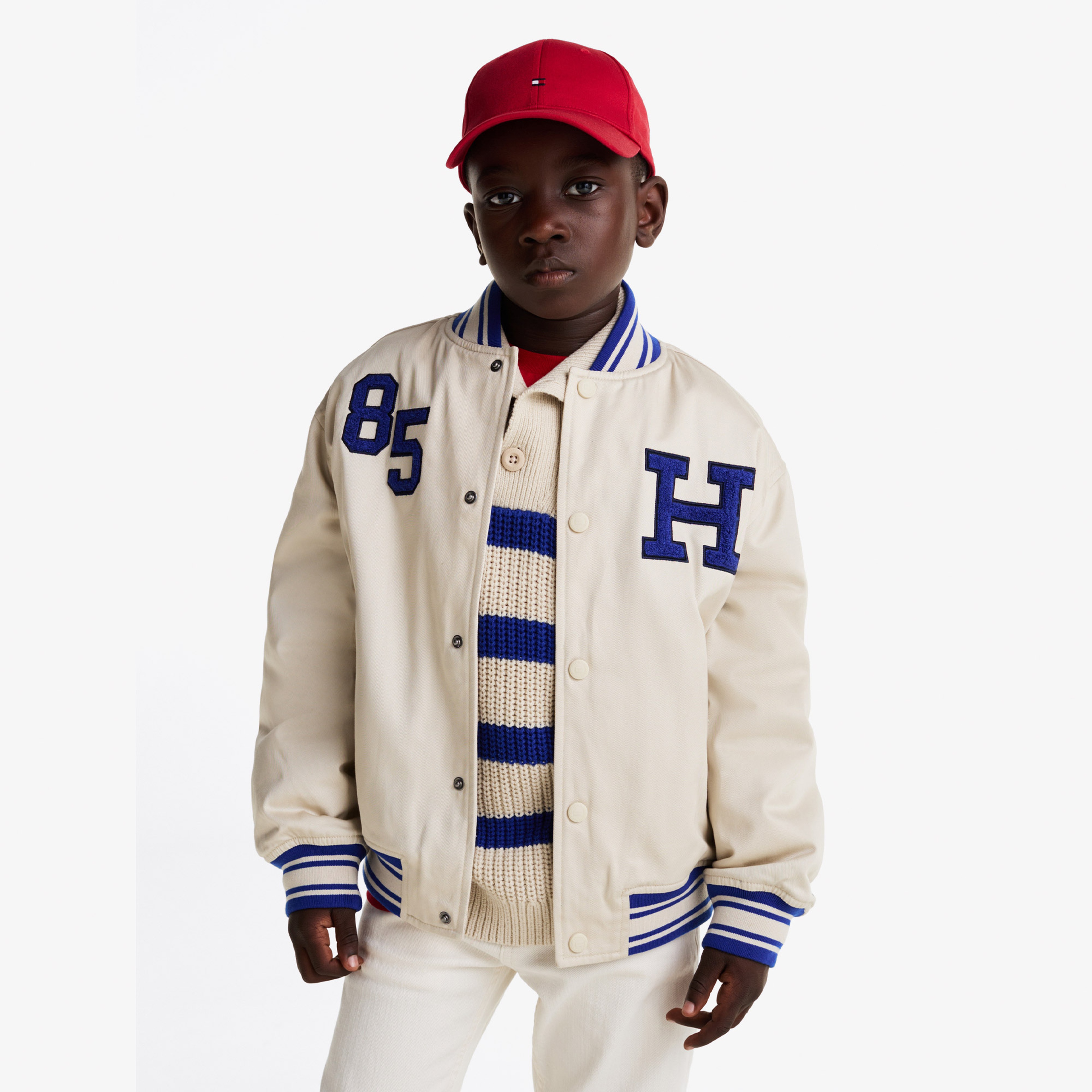 Tommy Hilfiger Twill Badge Varsity Çocuk Bej Ceket