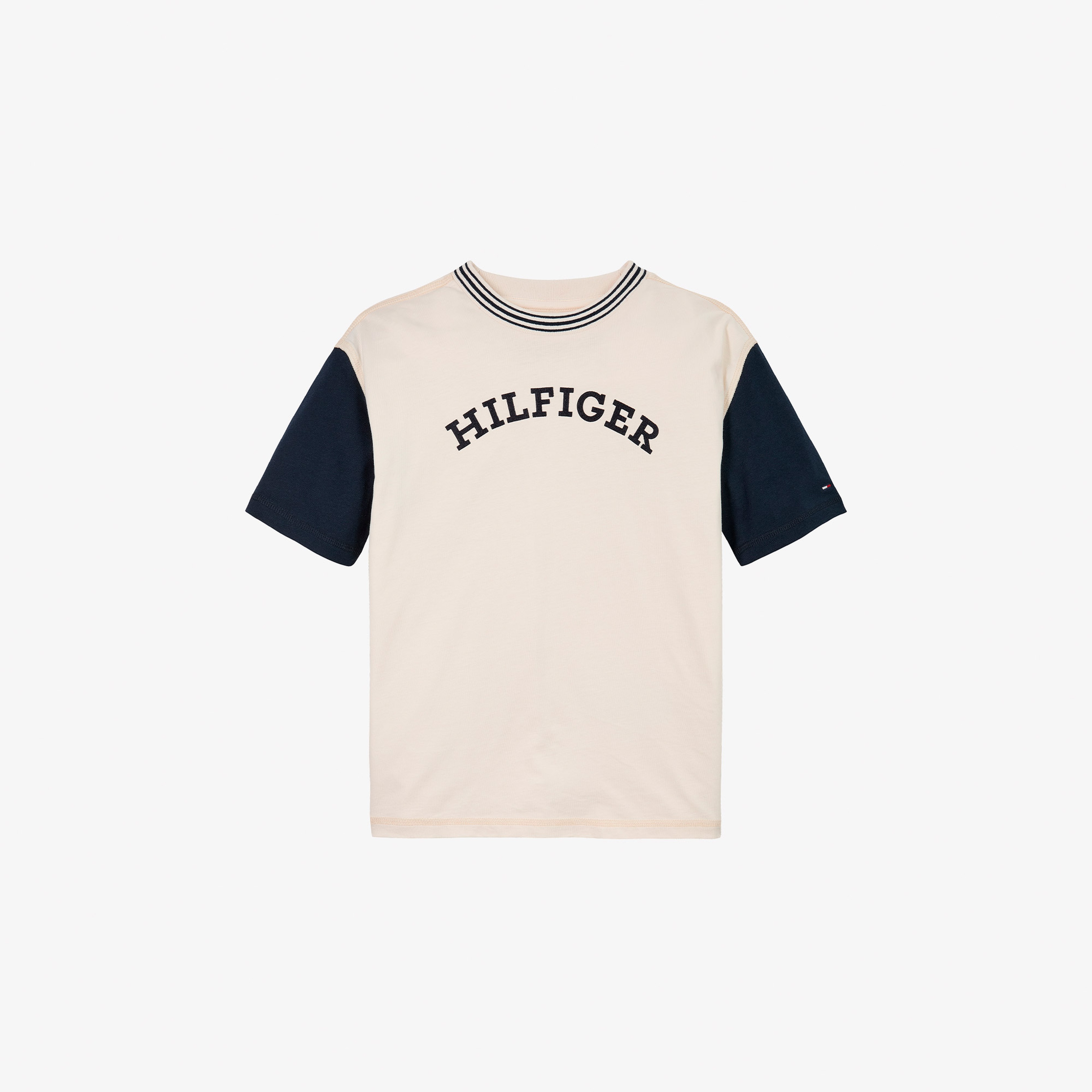 Tommy Hilfiger Monotype Flock Graphic Ss Çocuk Bej T-Shirt