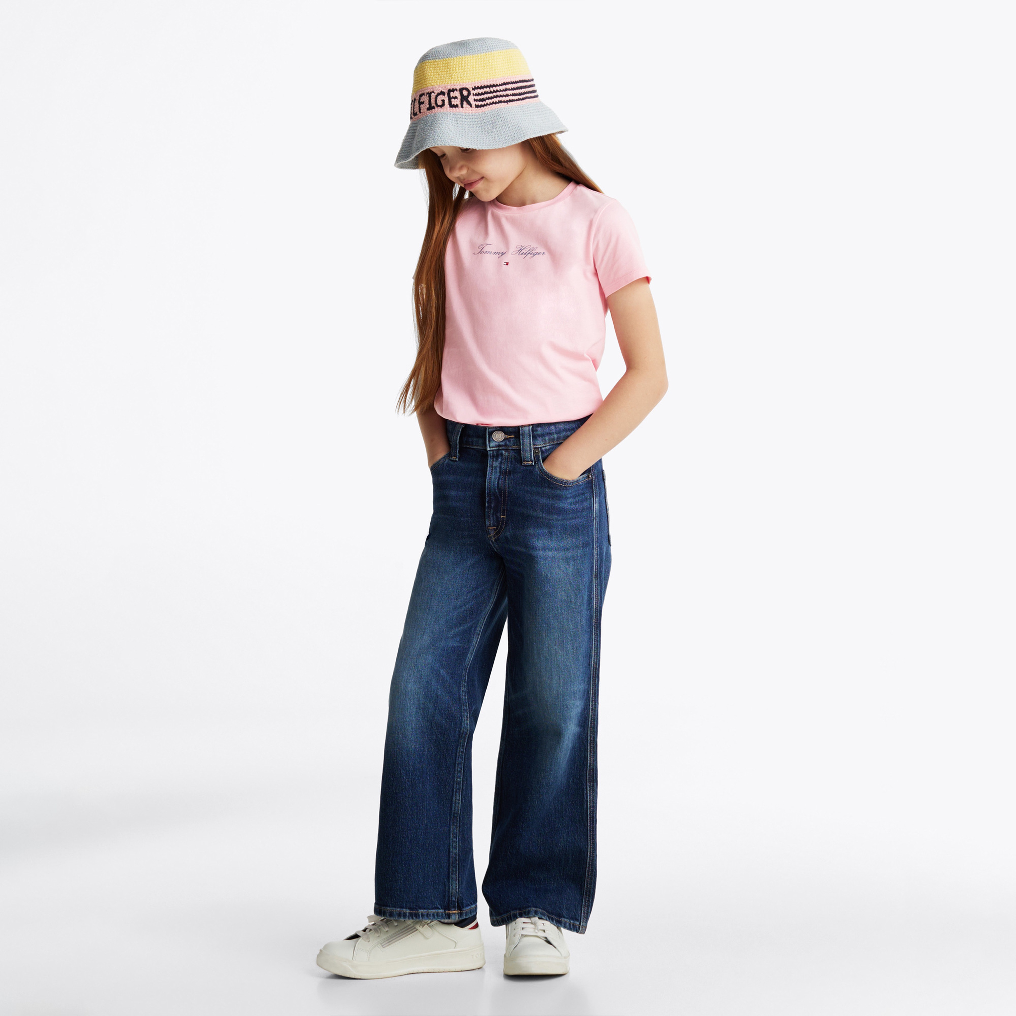 Tommy Hilfiger Tommy Script Slim Çocuk Pembe T-Shirt