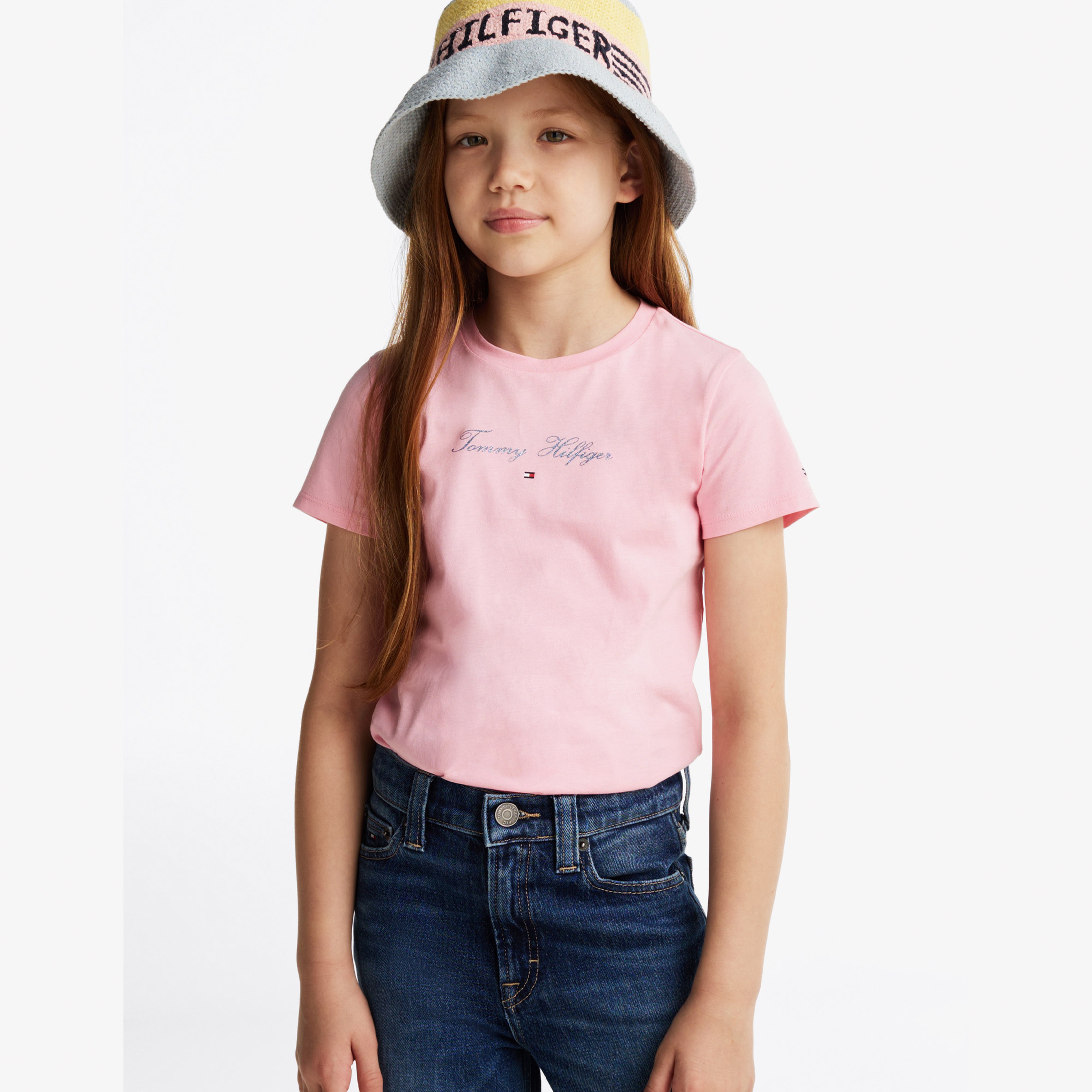Tommy Hilfiger Tommy Script Slim Çocuk Pembe T-Shirt