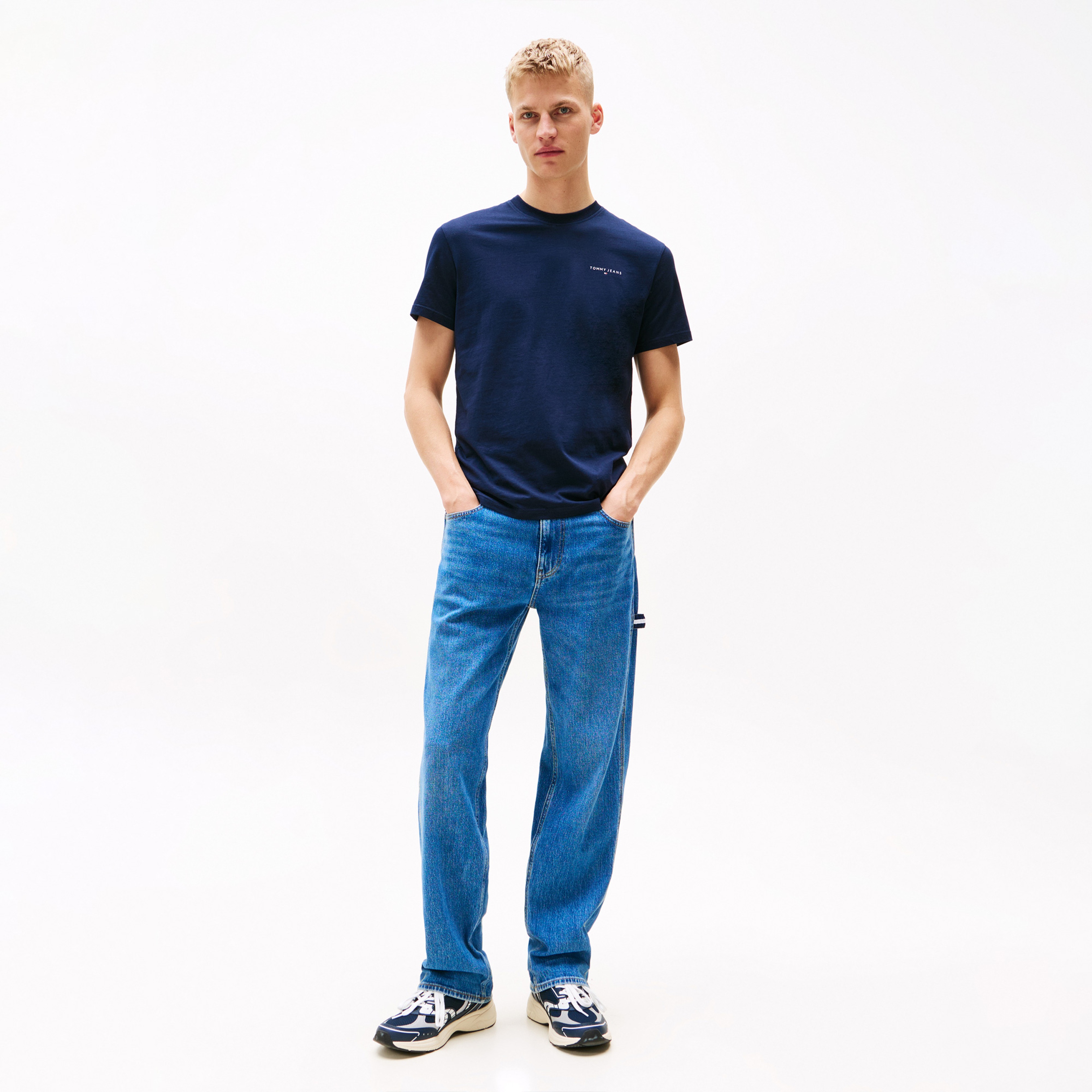 Tommy Hilfiger Tjm Slim Linear Chest Erkek Mavi T-Shirt