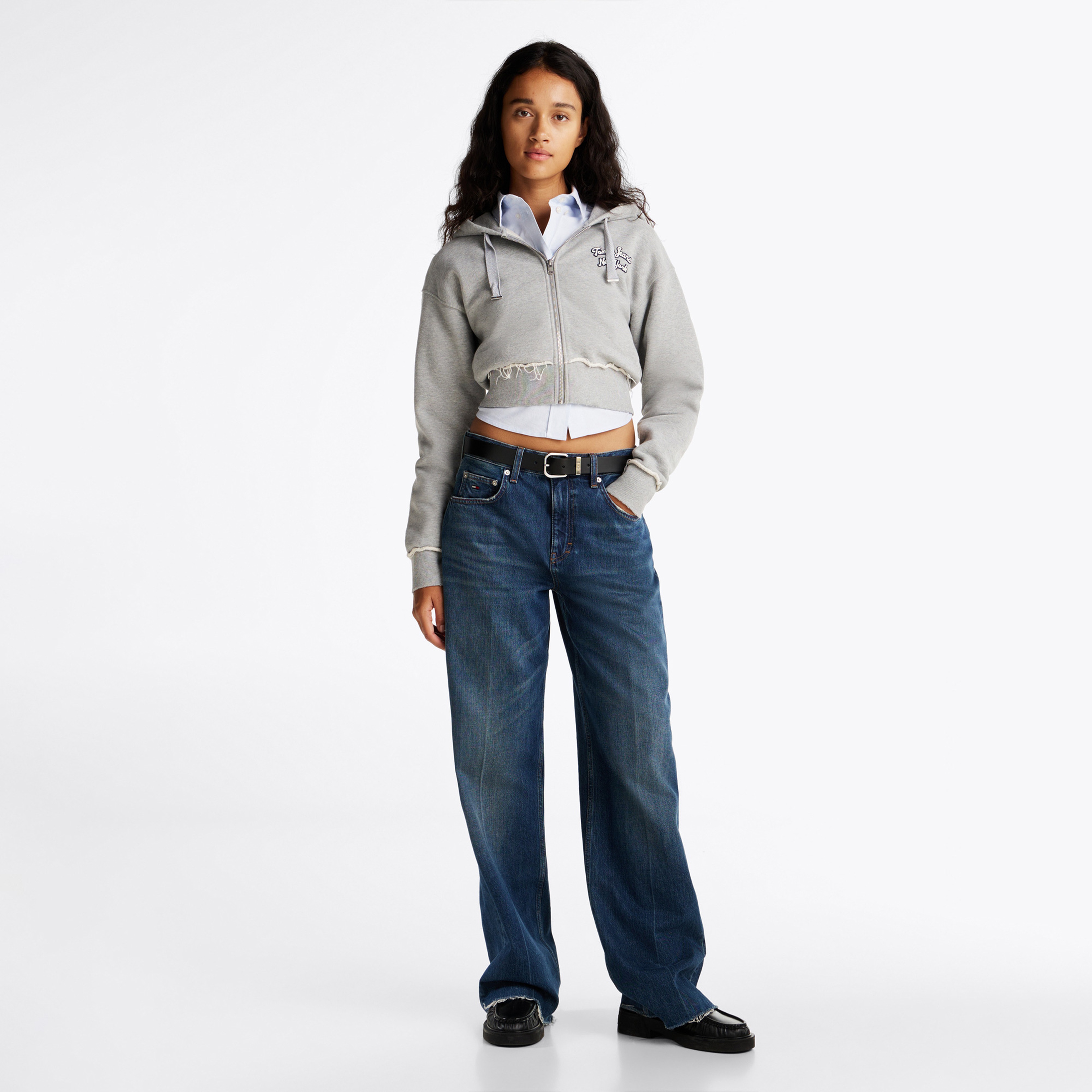 Tommy Hilfiger Tjcw Prep Varsity Zip-Thru Kadın Gri Sweatshirt