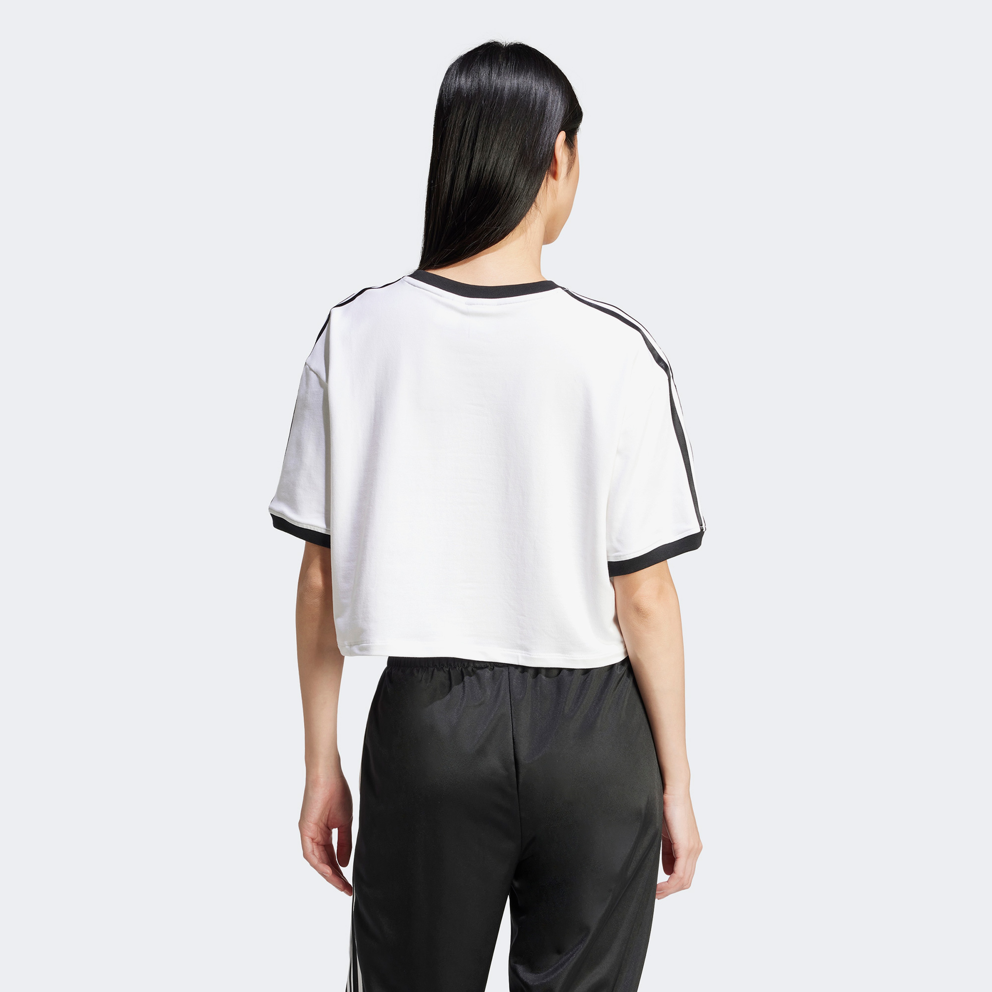 adidas Adicolor 3 Stripes Kadın Beyaz Crop T-Shirt