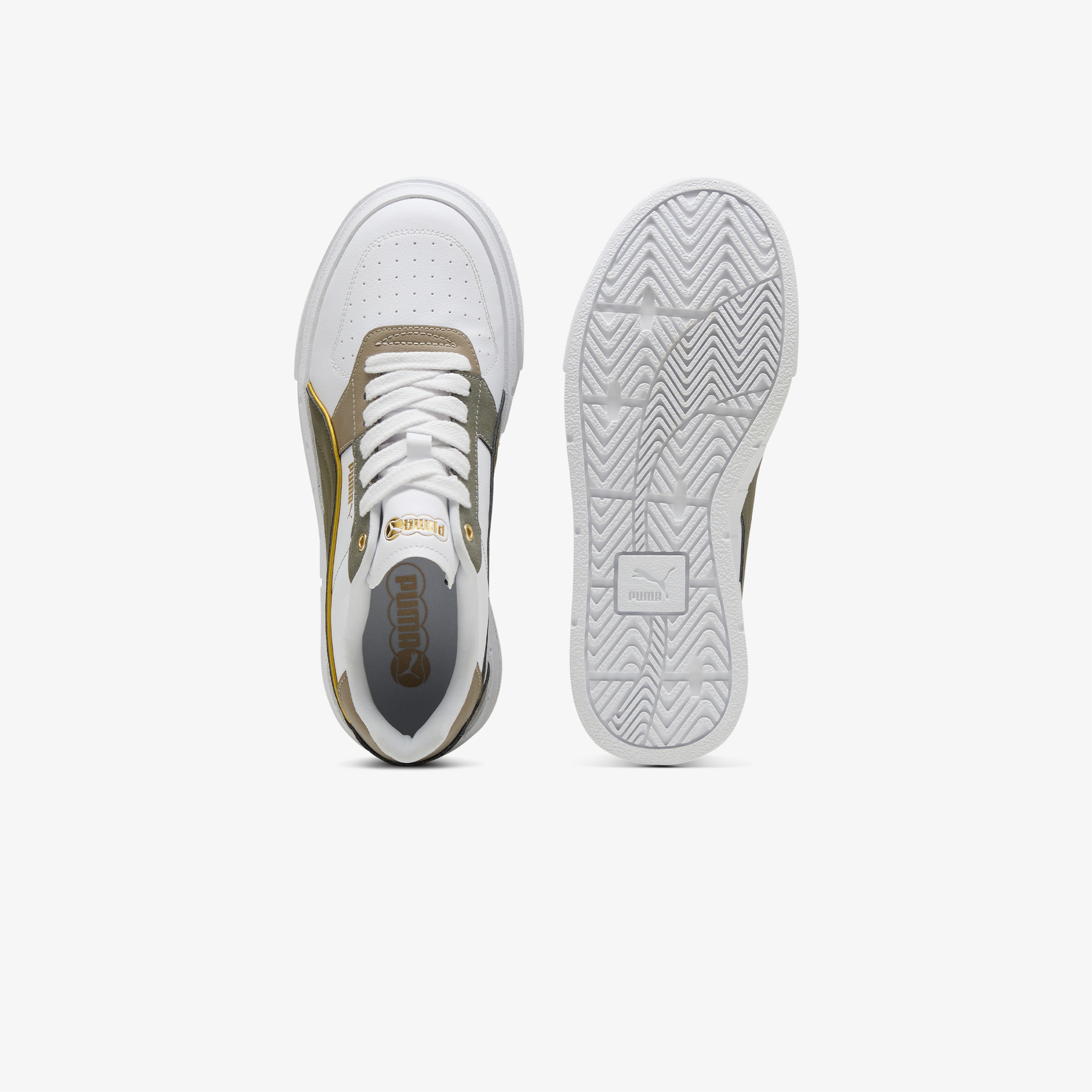 Puma Cali Court Luxe Kadın Beyaz Haki Spor Ayakkabı