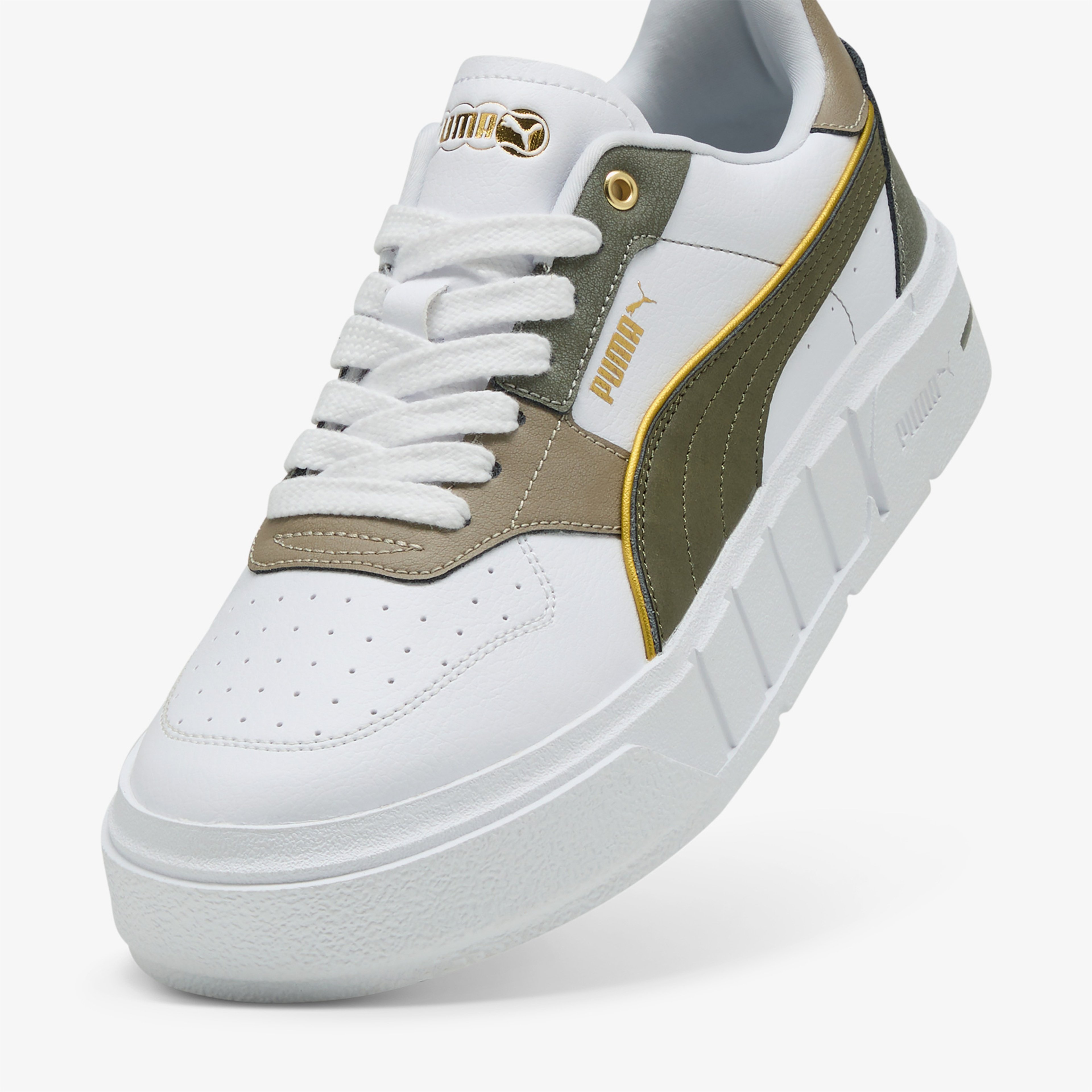 Puma Cali Court Luxe Kadın Beyaz Haki Spor Ayakkabı