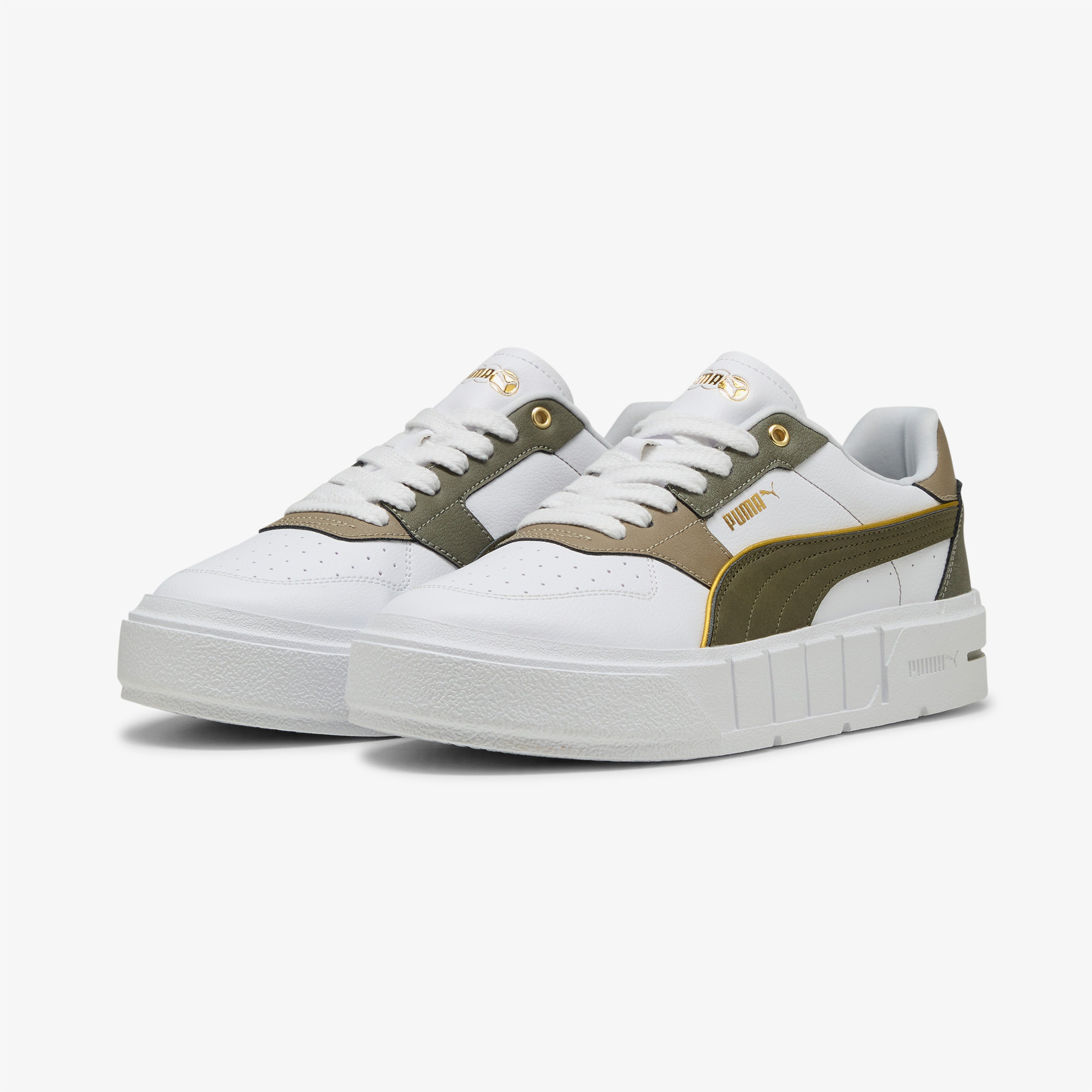 Puma Cali Court Luxe Kadın Beyaz Haki Spor Ayakkabı