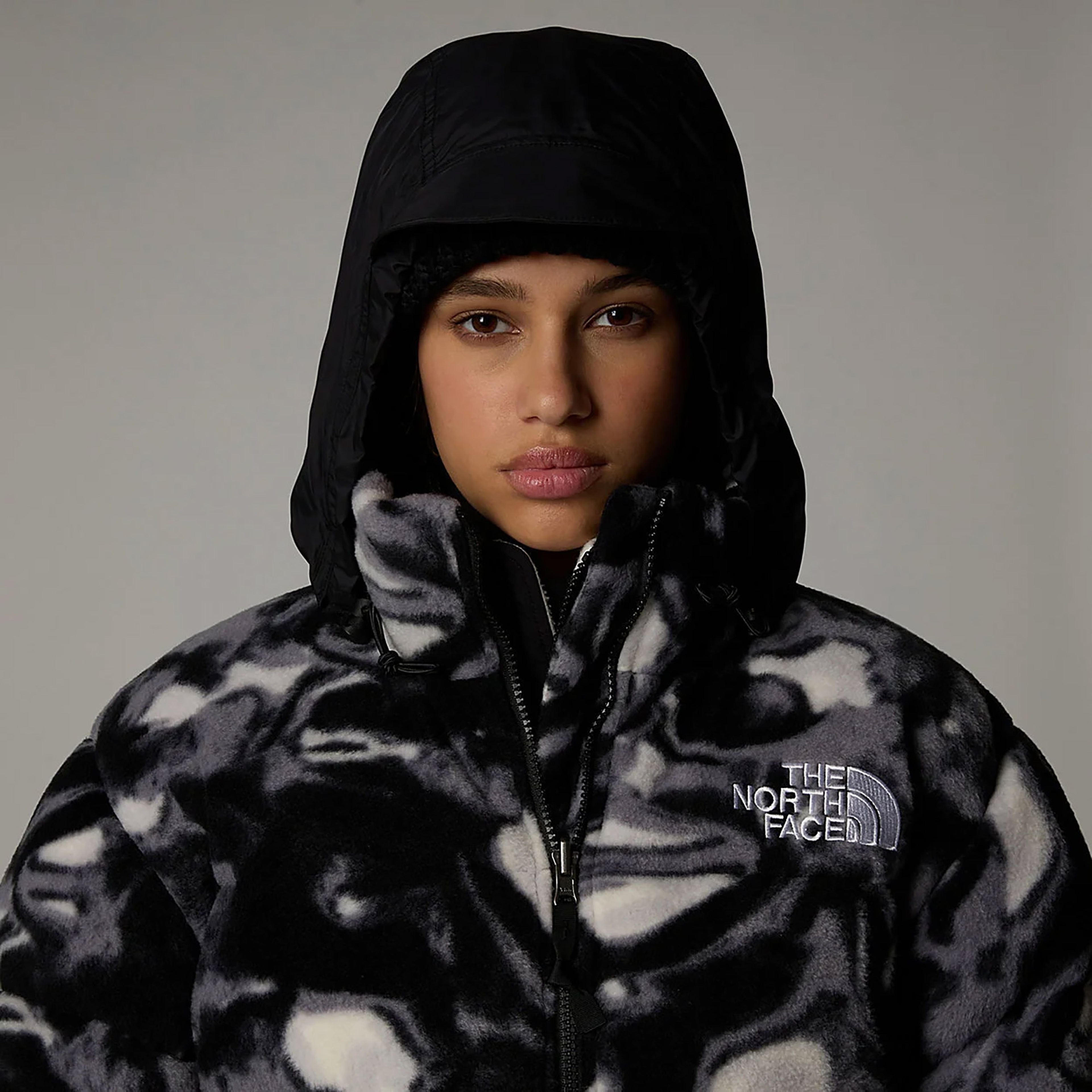 The North Face Polar Nuptse Kadın Desenli Siyah Ceket