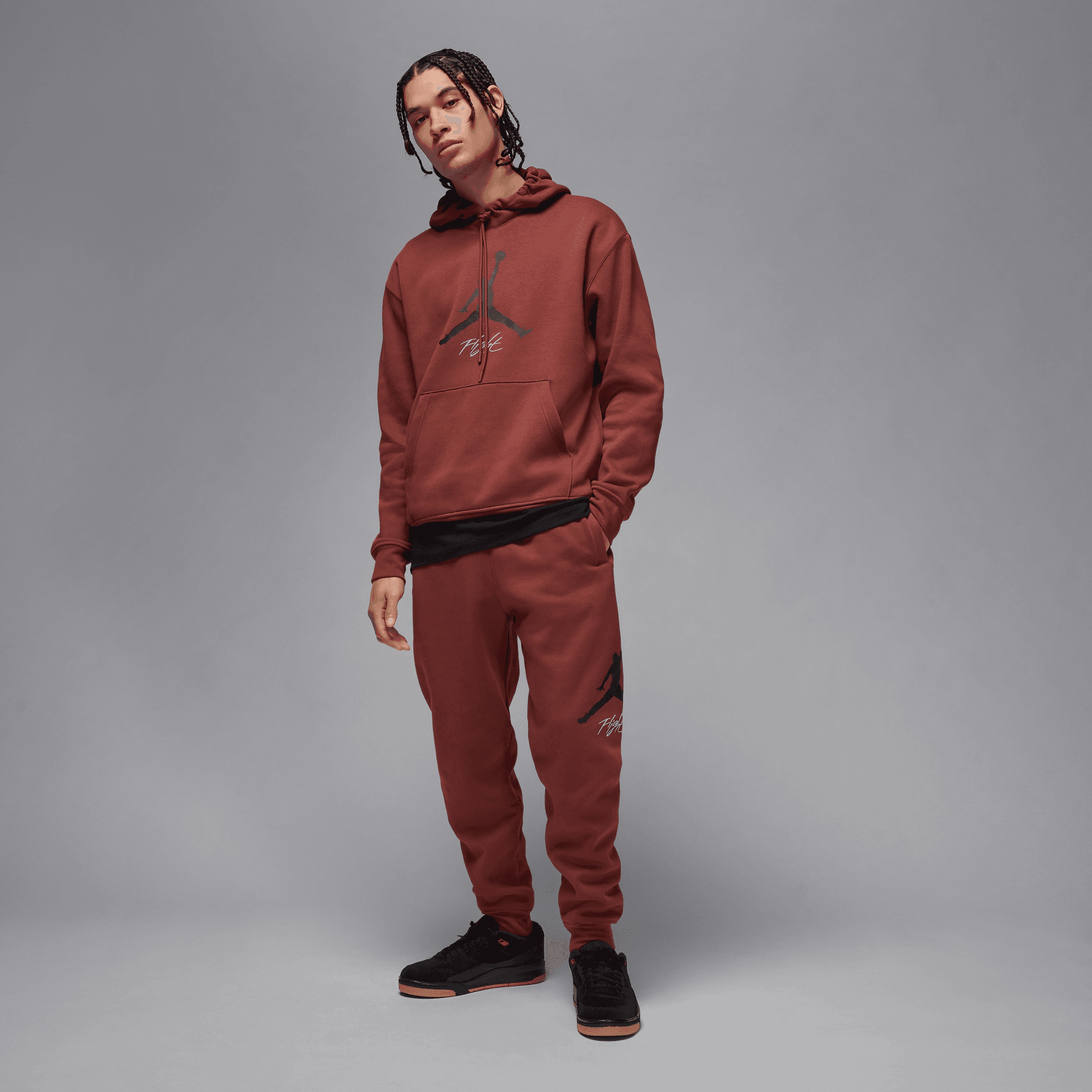 Jordan Essentials Fleece Baseline Erkek Kahverengi Hoodie