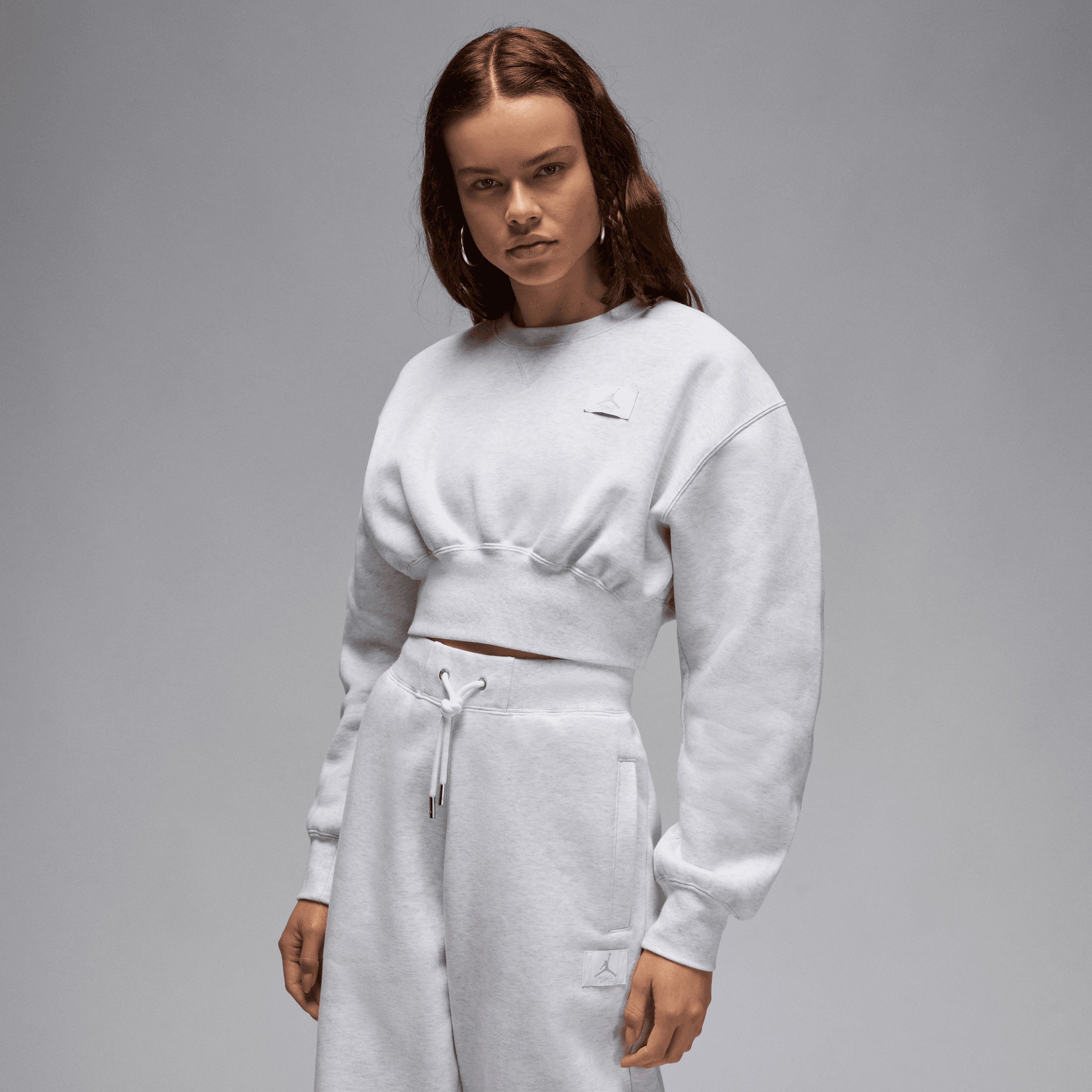 Jordan Flight Fleece Cropped Kadın Gri Sweatshirt
