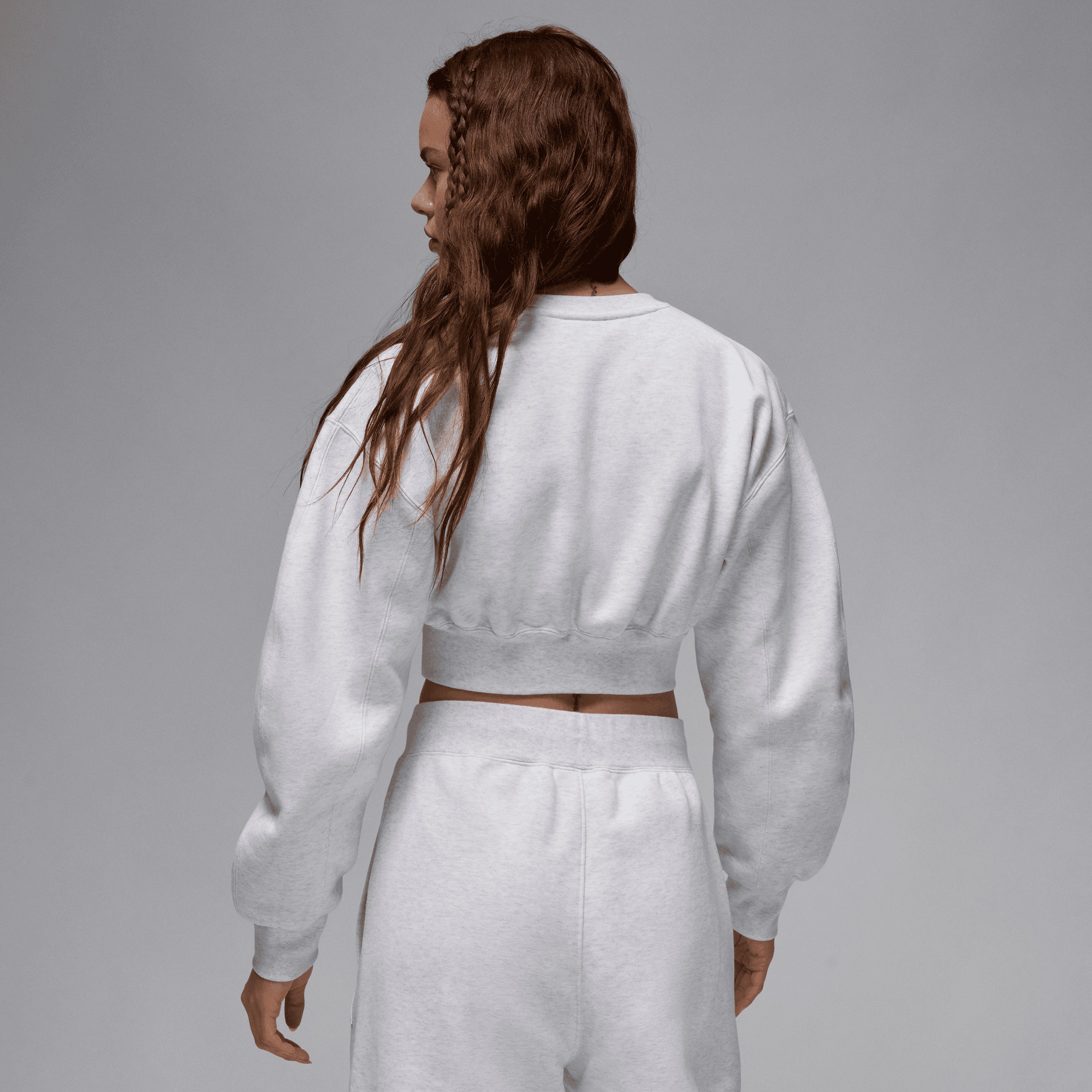Jordan Flight Fleece Cropped Kadın Gri Sweatshirt