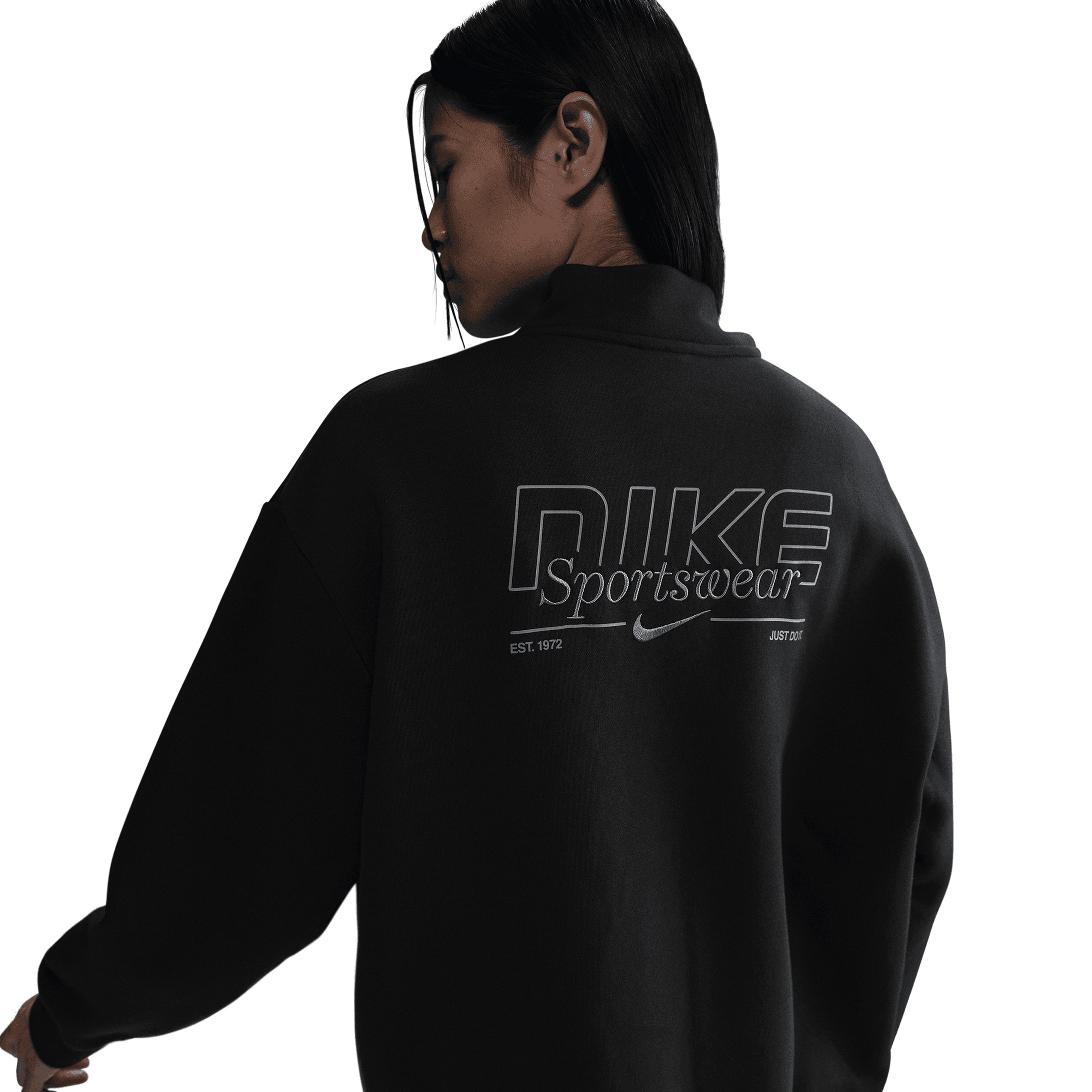 Nike Sportswear Fleece 1/4 Zipped Kadın Siyah Sweatshirt