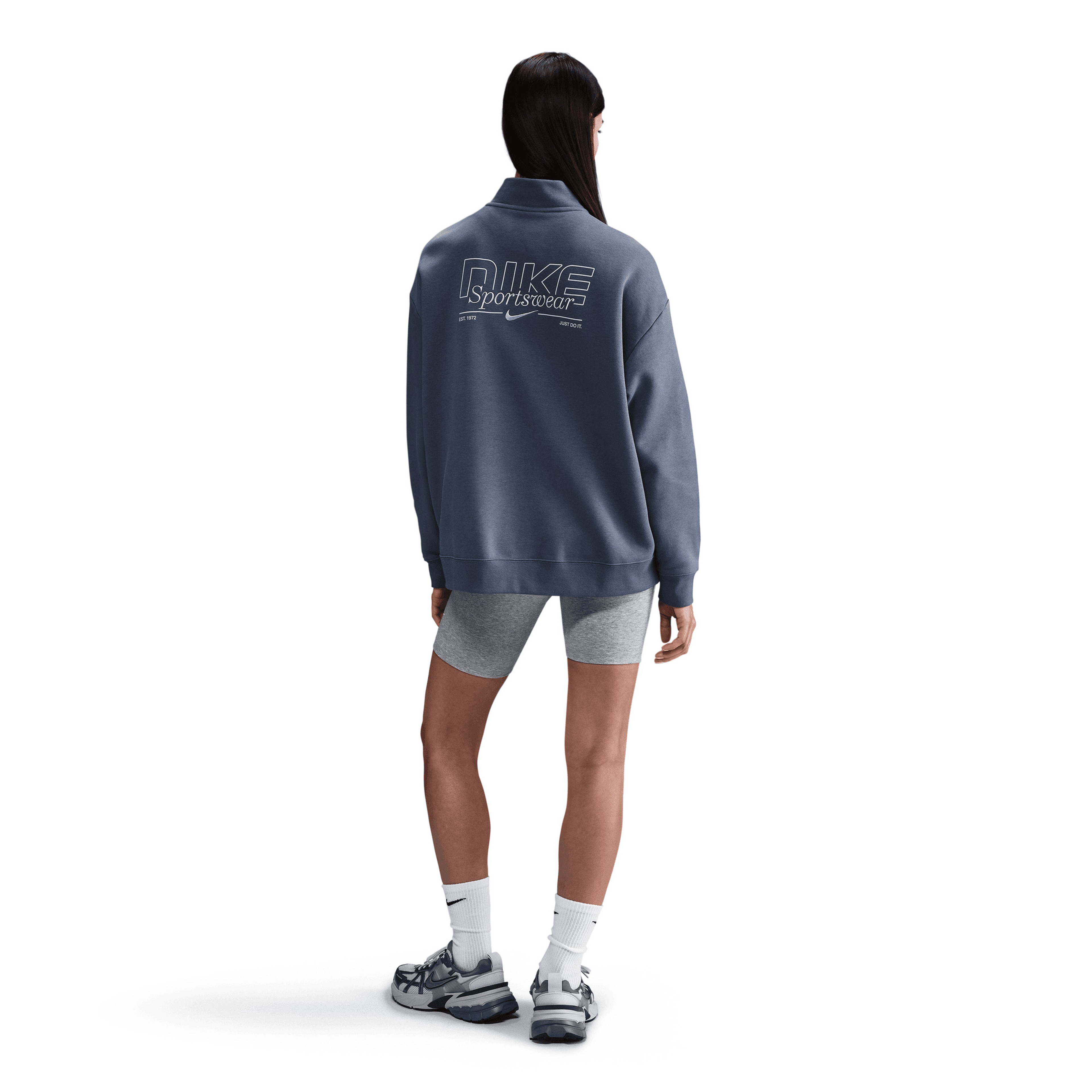 Nike Sportswear Fleece 1/4 Zipped Kadın Mavi Sweatshirt