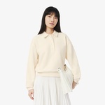 Kadın Relaxed Fit Polo Yaka Bej Sweatshirt