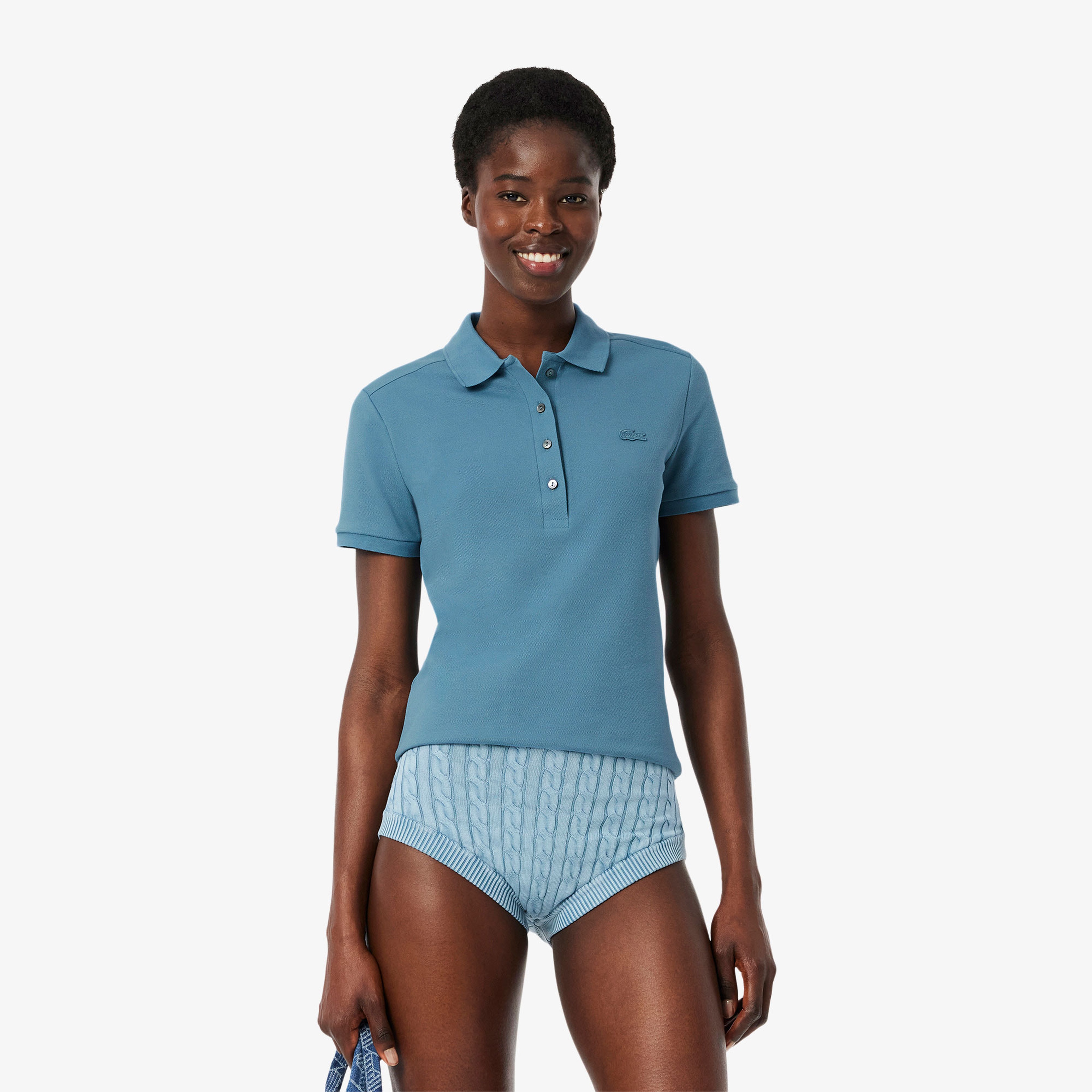 L.12.D Kadın Slim Fit Mavi Polo