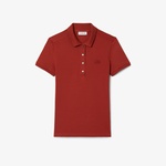L.12.D Kadın Slim Fit Bordo Polo