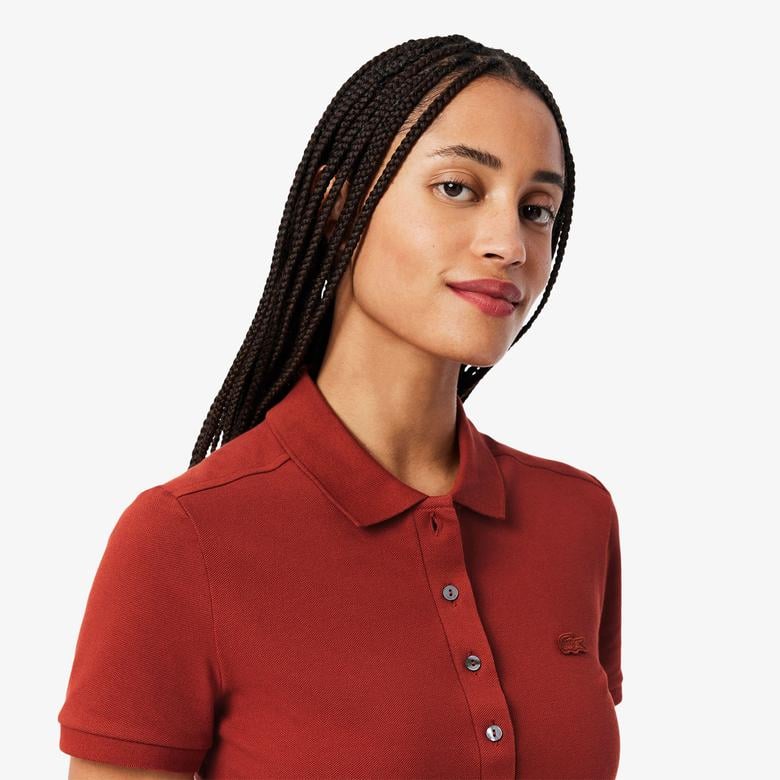 L.12.D Kadın Slim Fit Bordo Polo