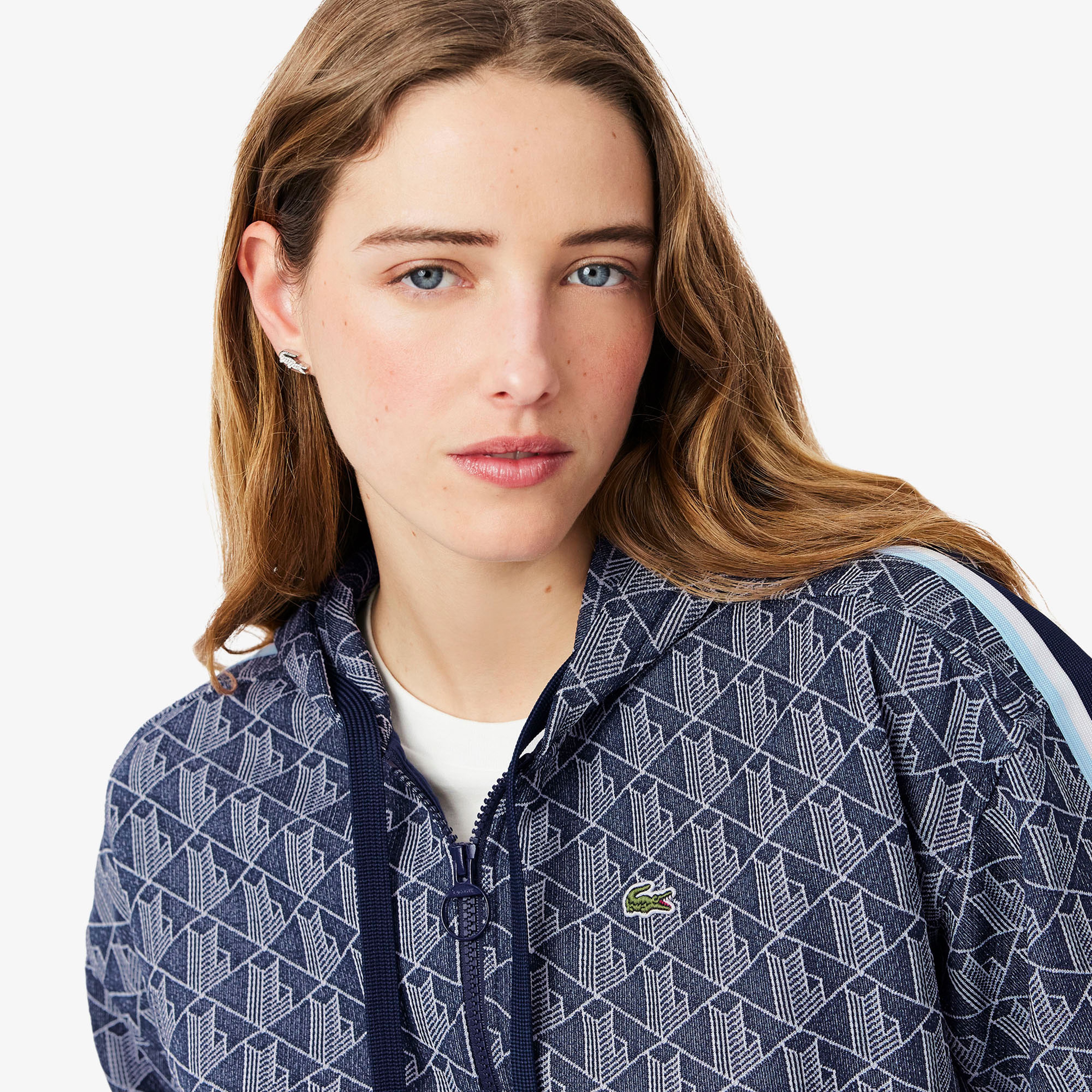 Lacoste Regular Fit Monogram Kadın Lacivert Sweatshirt