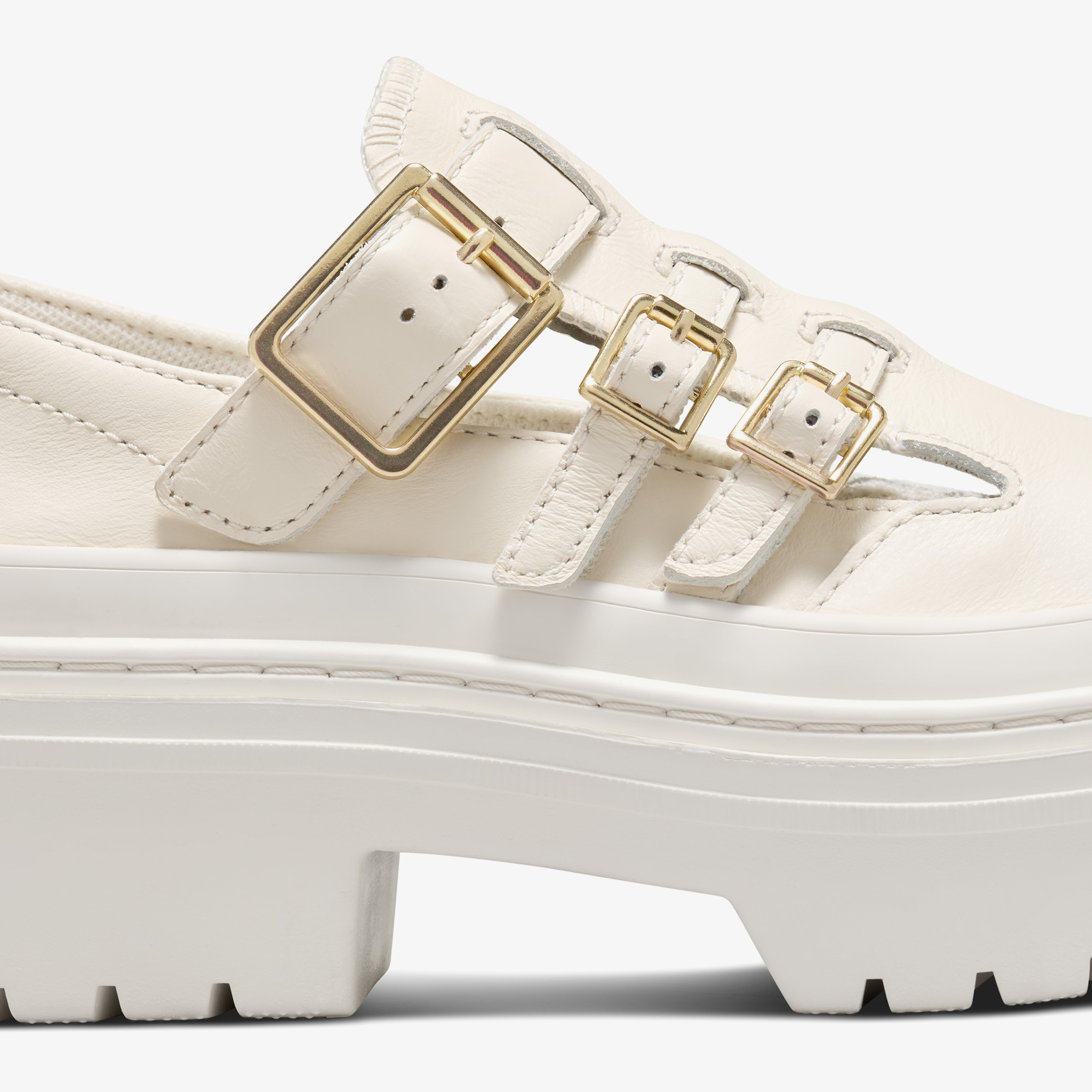 Converse Chuck Taylor All Star Lugged Heel Mary Jane Kadın Krem Deri Platform Babet