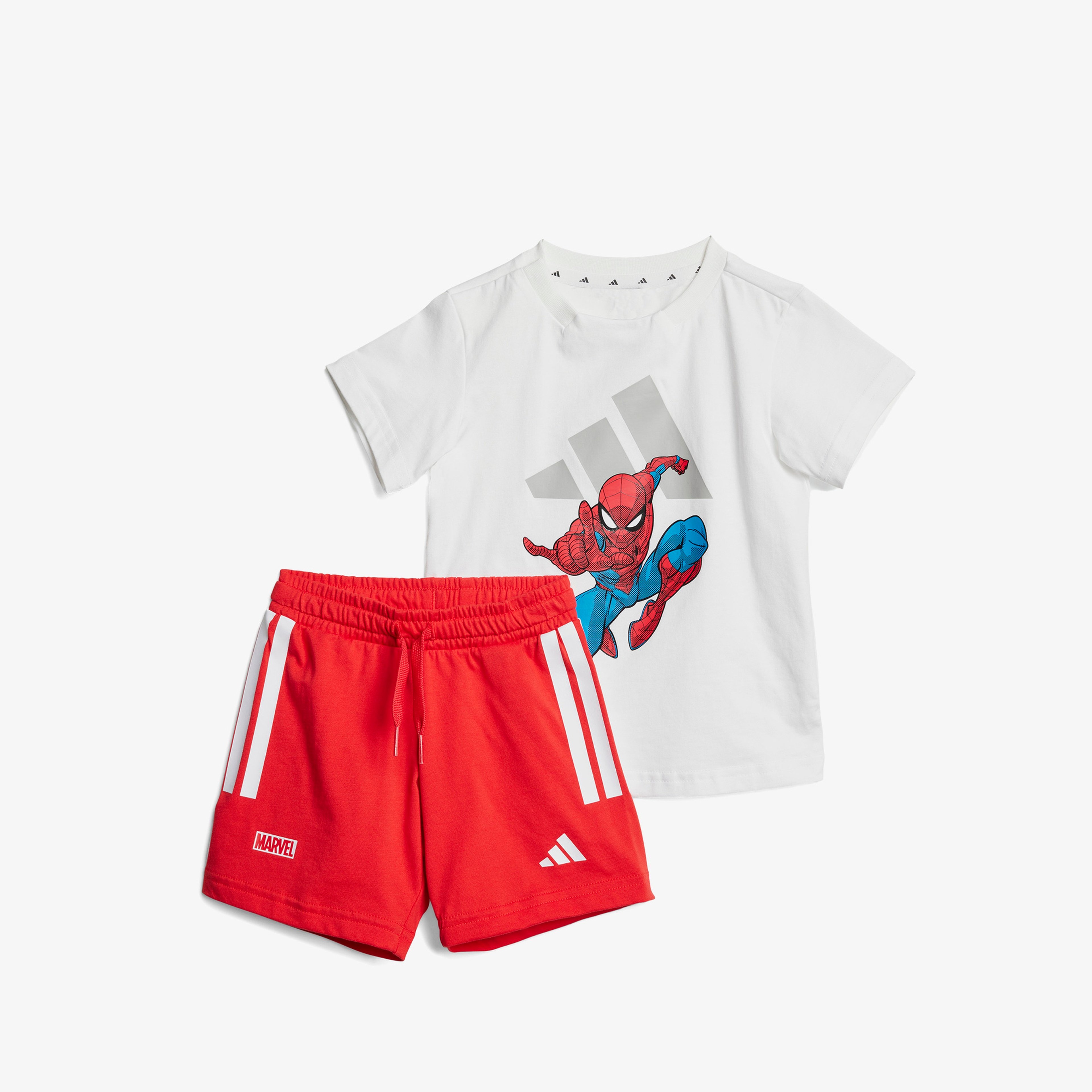 adidas X Marvel Spiderman Çocuk Beyaz/Kırmızı Şort Takımı