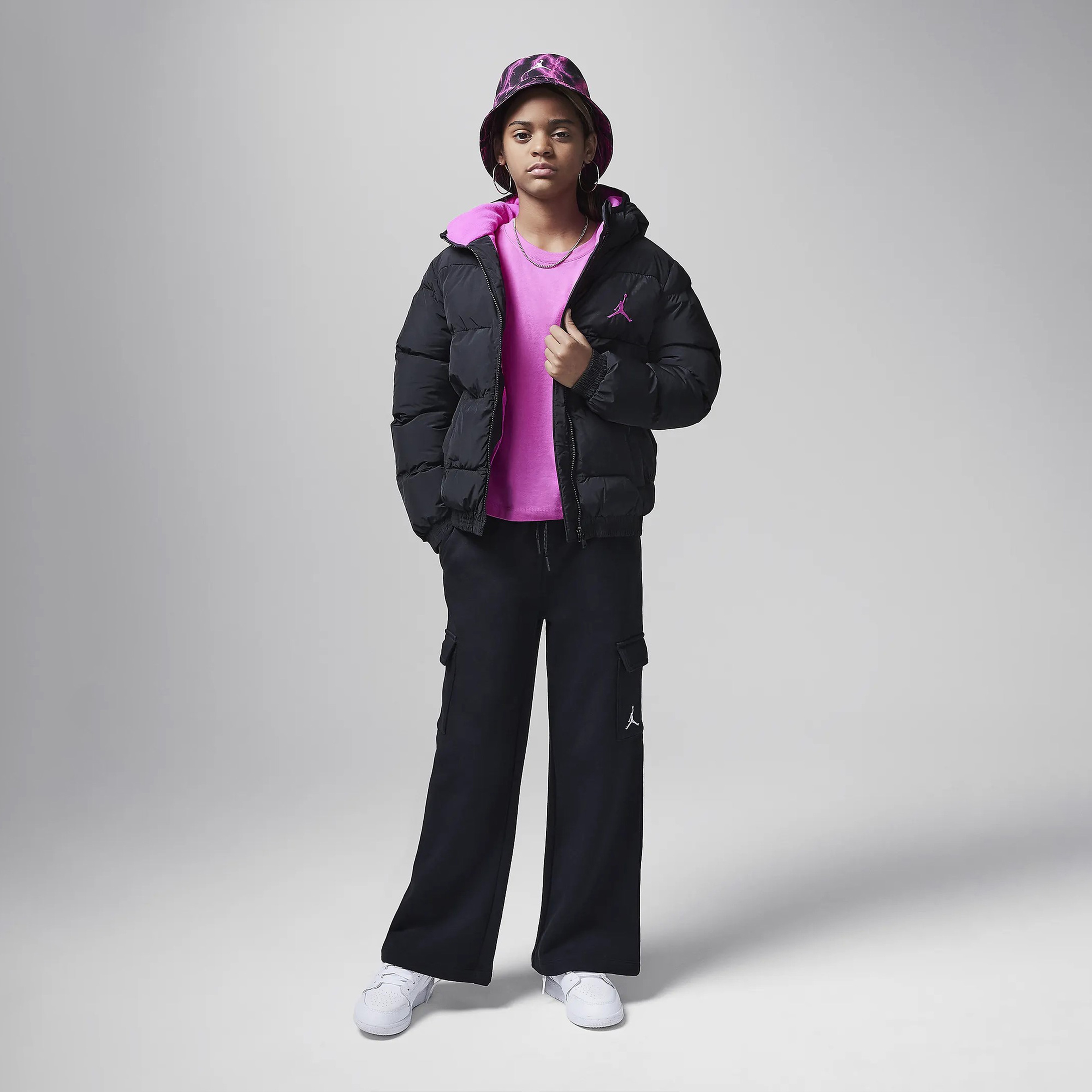 Jordan Essentials Midweight Puffer Çocuk Siyah Mont