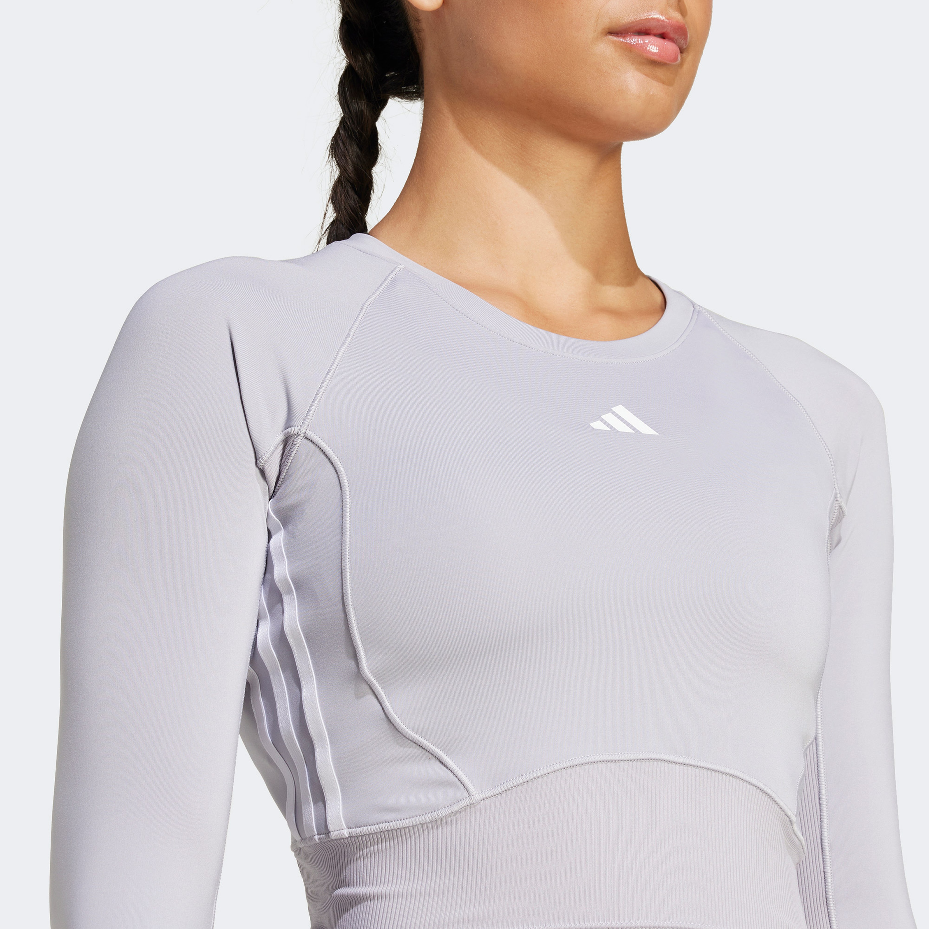 adidas Material Mixed Essentials Kadın Gri Uzun Kollu Günlük T-Shirt