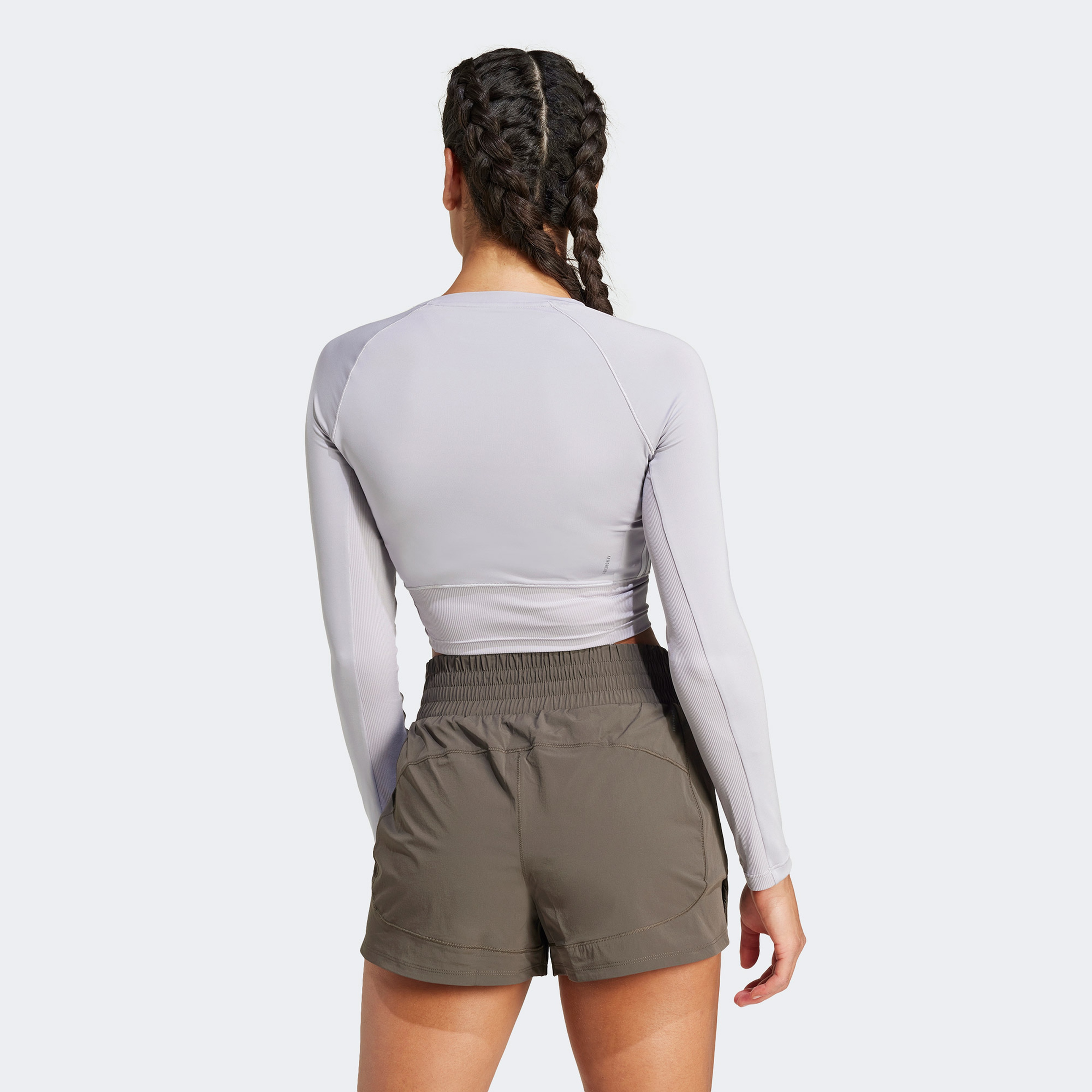 adidas Material Mixed Essentials Kadın Gri Uzun Kollu Günlük T-Shirt