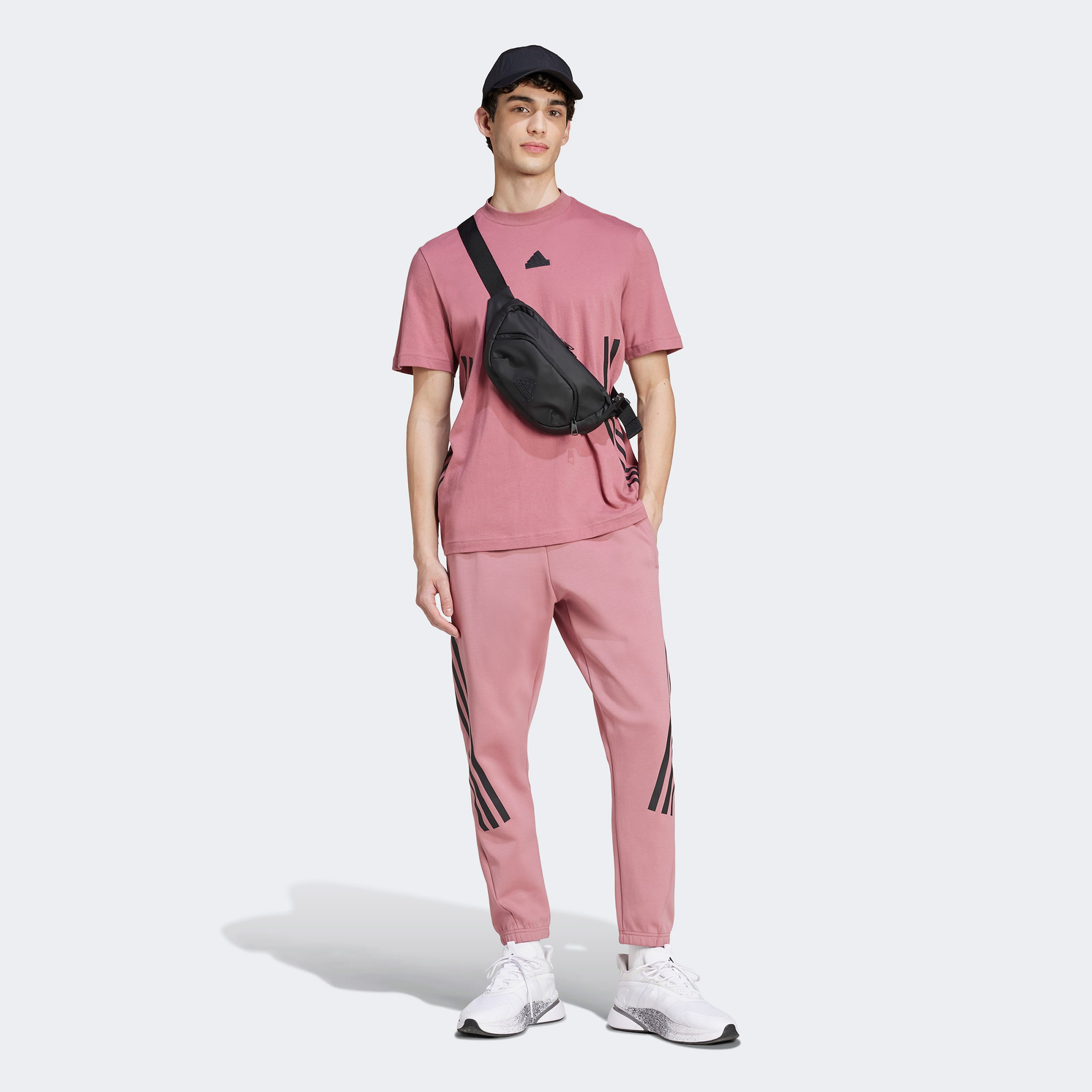 adidas Future Icons 3 Striped Erkek Pembe Günlük T-Shirt