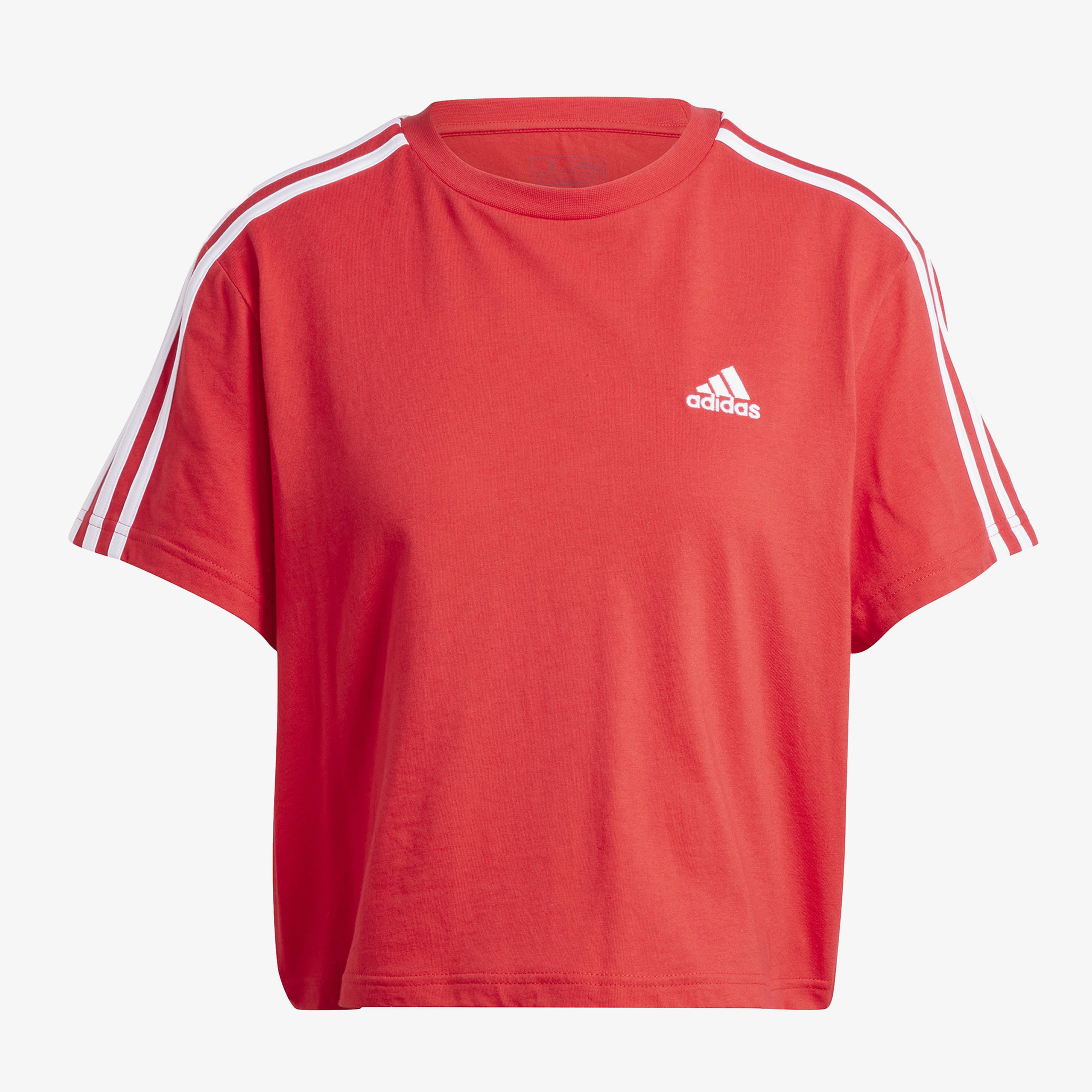 adidas Essentials 3 Stripes Kadın Kırmızı Günlük T-Shirt