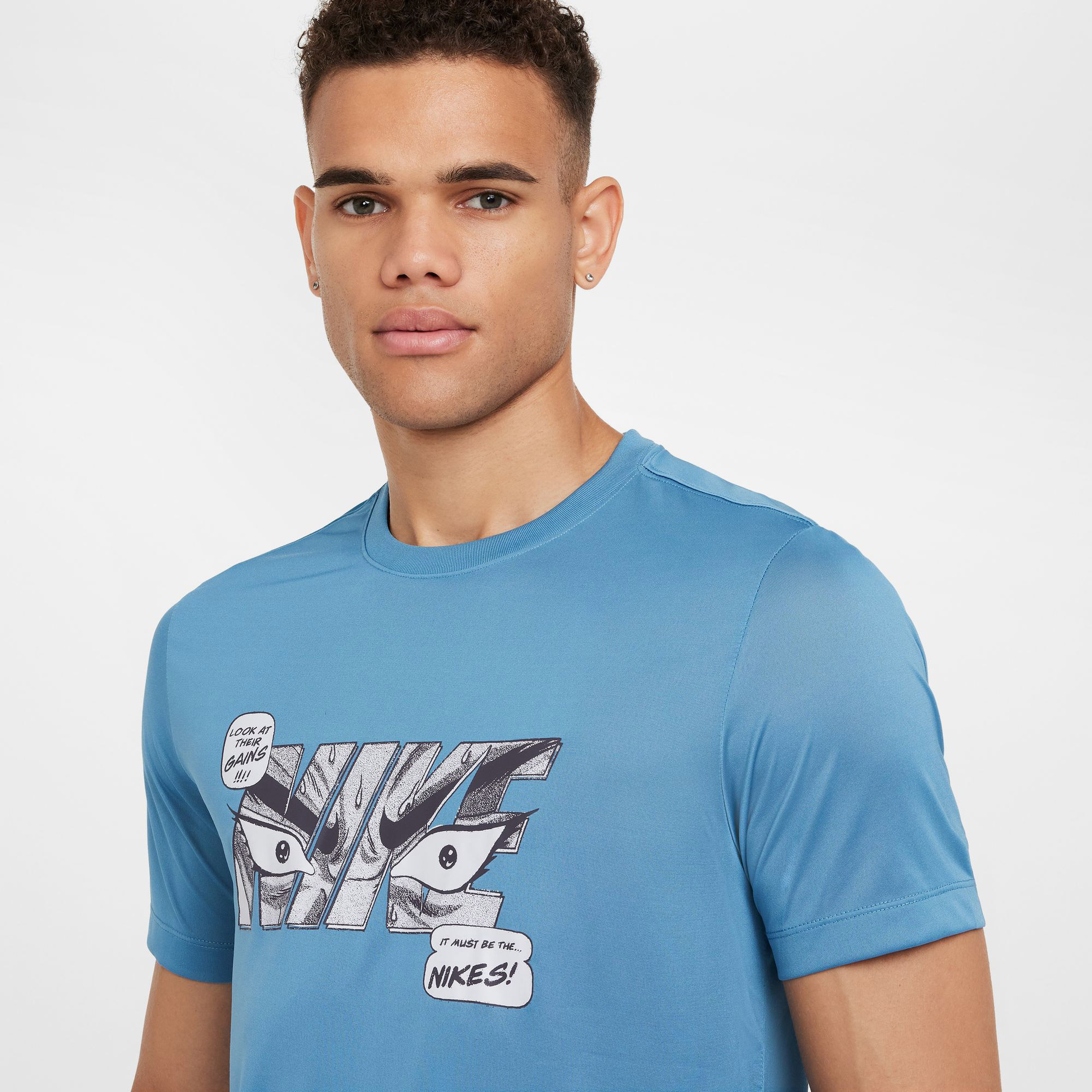 Nike Dri-Fit Fitness Erkek Mavi Antrenman T-Shirt