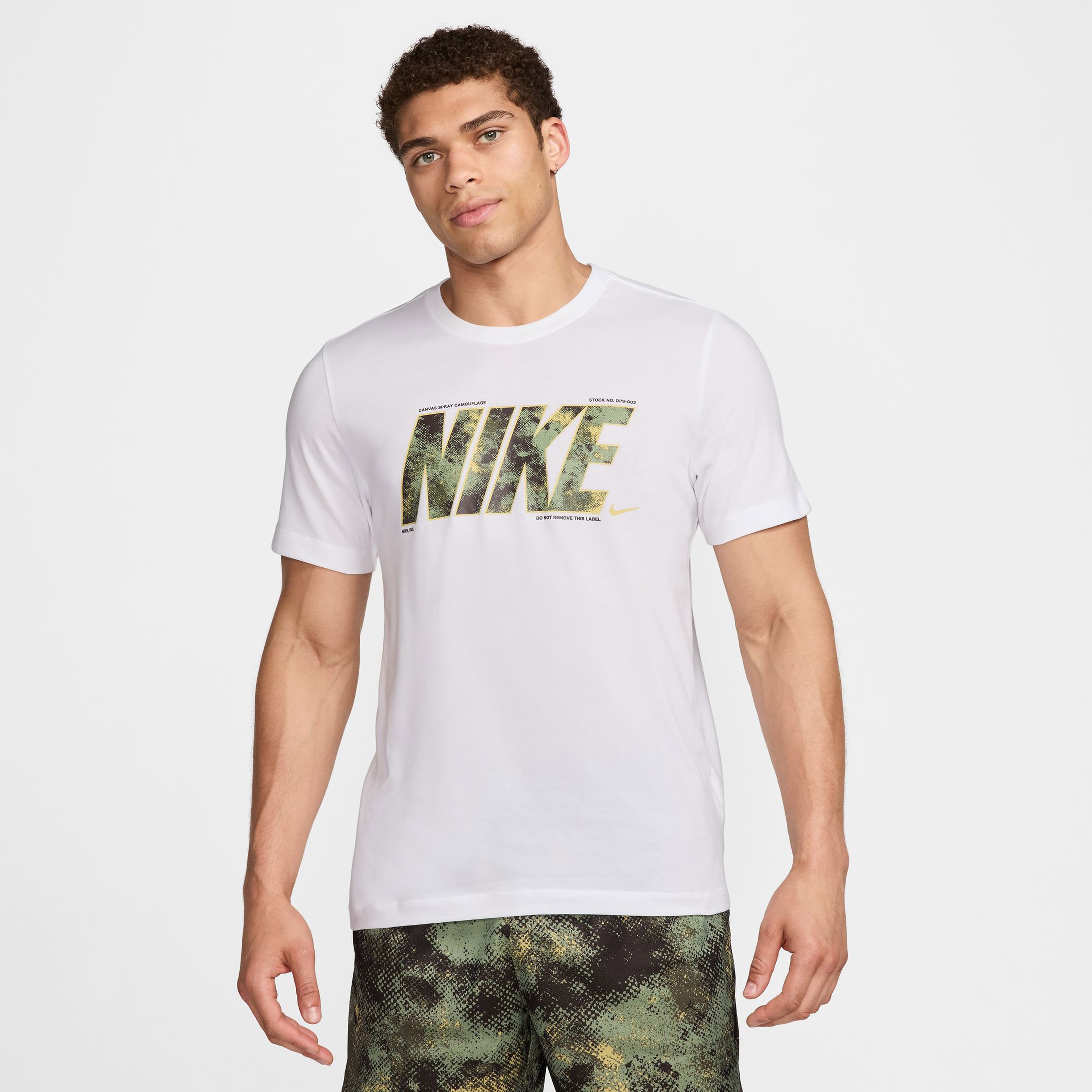 Nike Dri Fit Camo Erkek Beyaz Günlük T-Shirt