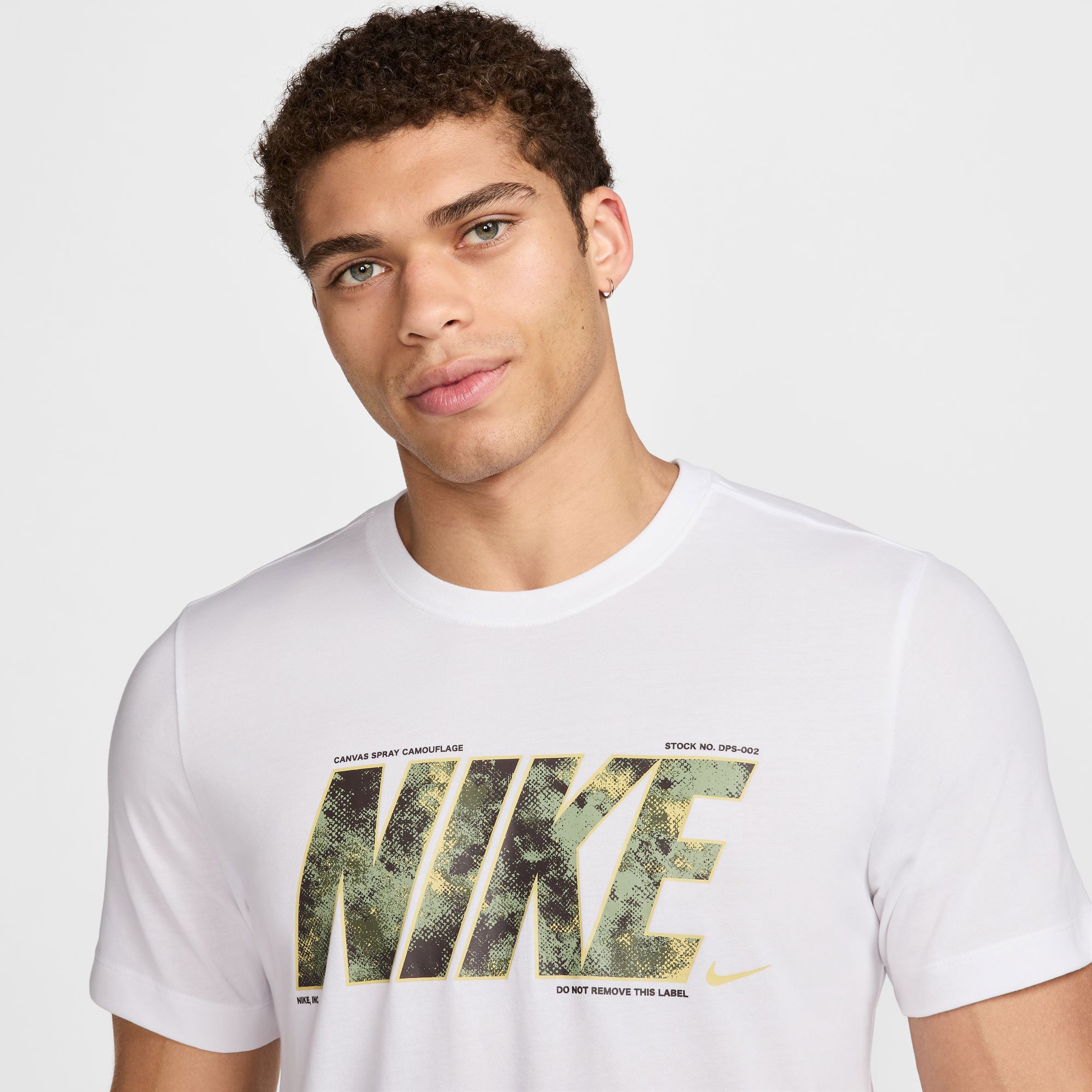 Nike Dri Fit Camo Erkek Beyaz Günlük T-Shirt