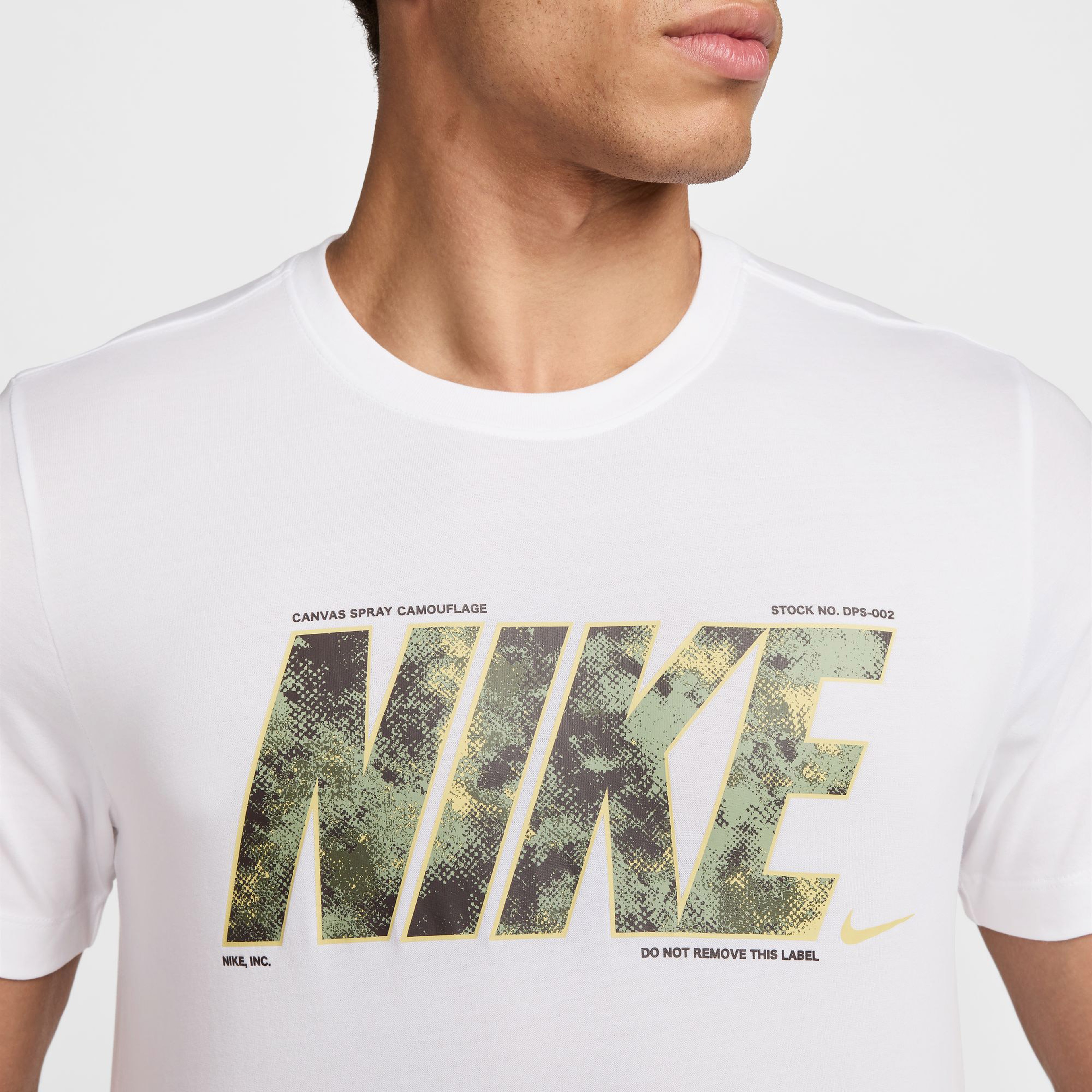 Nike Dri Fit Camo Erkek Beyaz Günlük T-Shirt