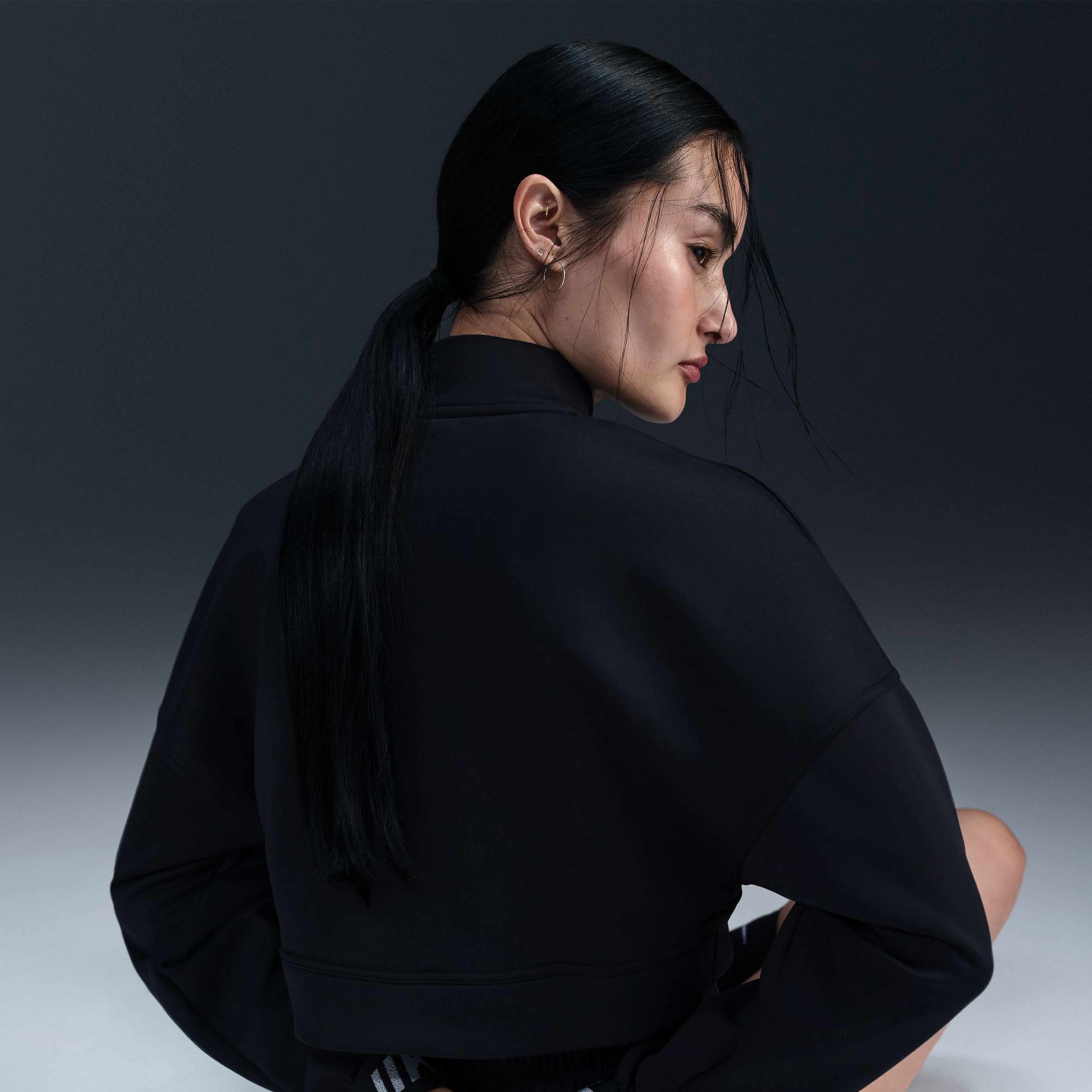 Nike Pro Capsule Fleece Cropped Kadın Siyah Antrenman Üstü