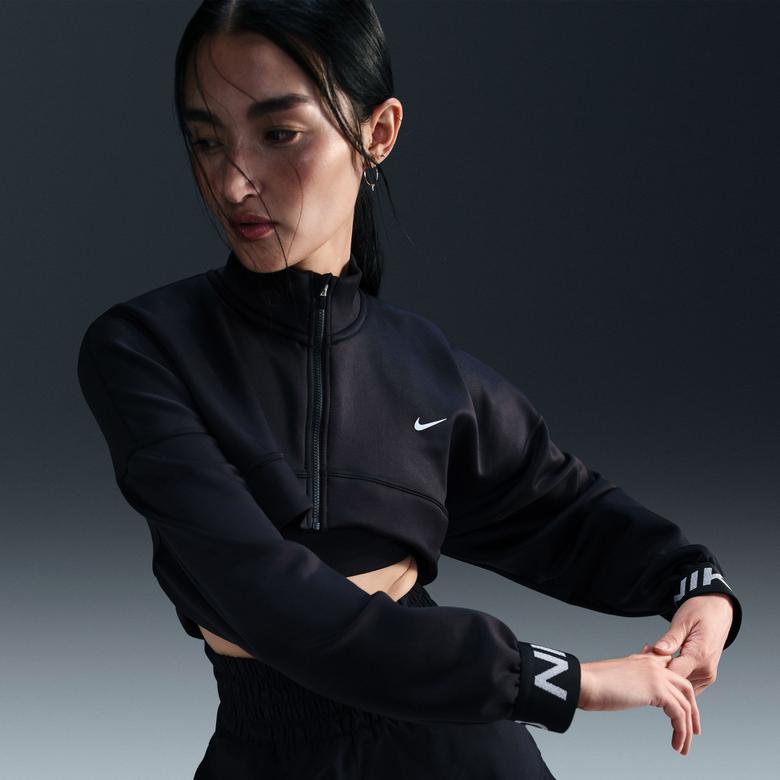 Nike Pro Capsule Fleece Cropped Kadın Siyah Antrenman Üstü