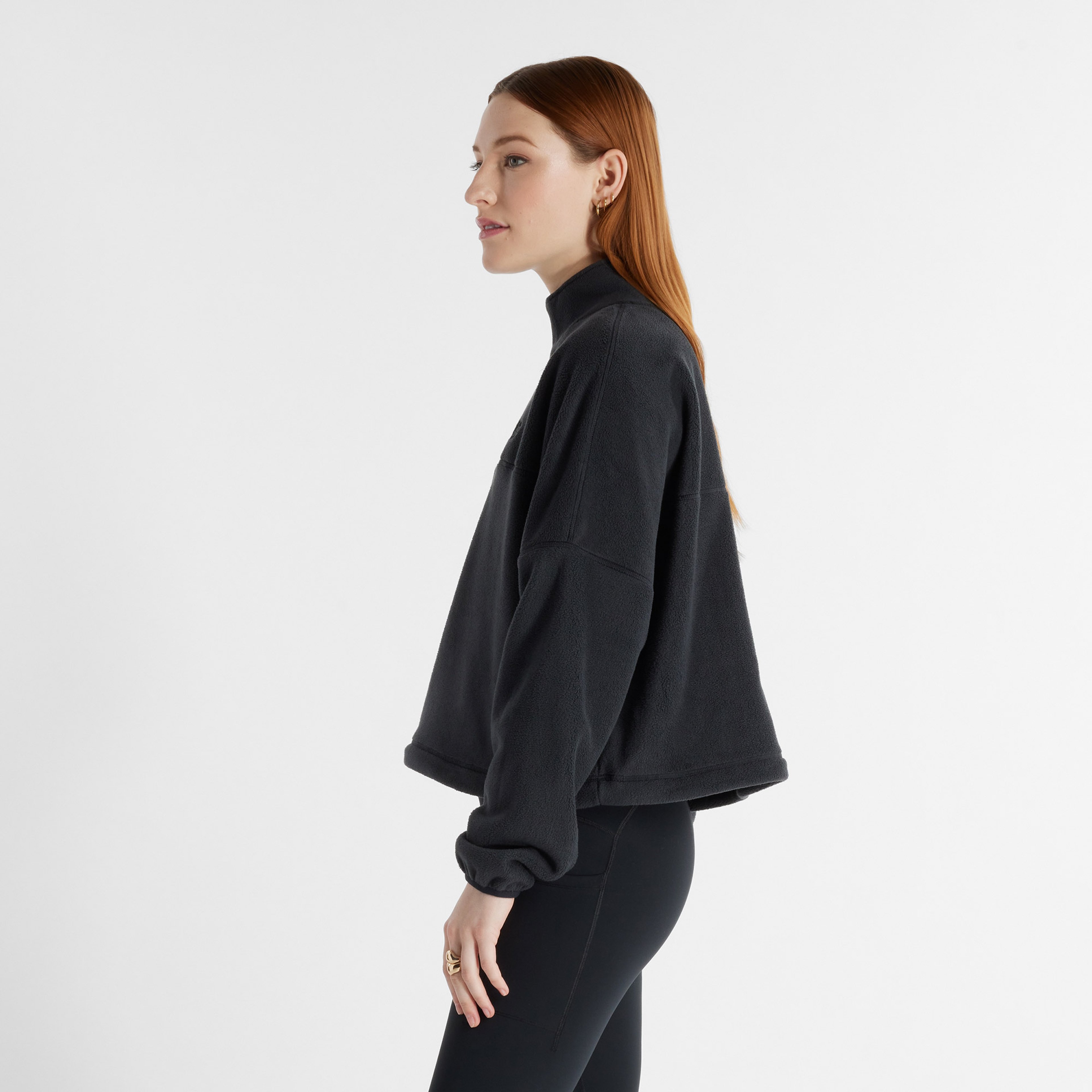 New Balance Polar Fleece Half Zip Kadın Siyah Sweatshirt