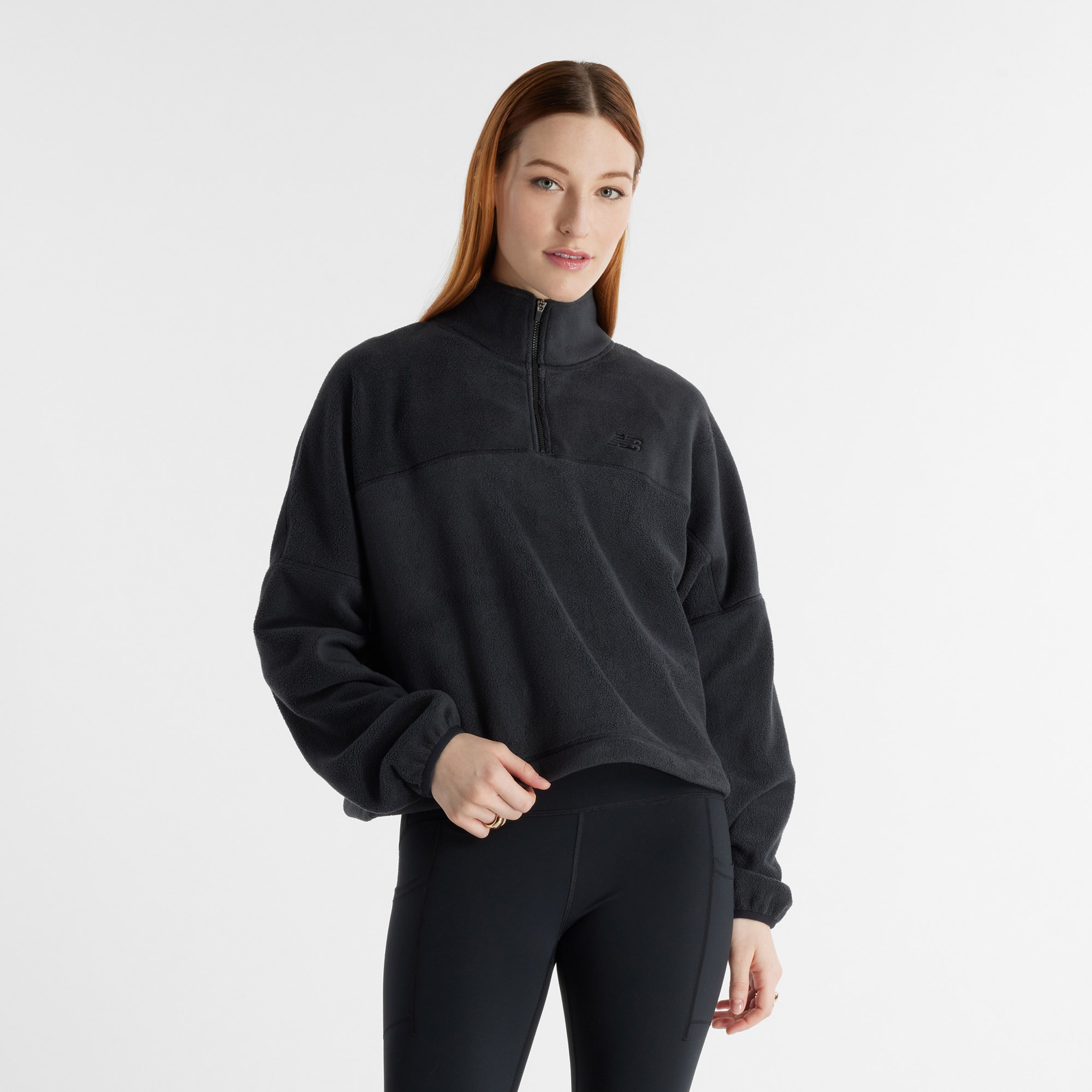 New Balance Polar Fleece Half Zip Kadın Siyah Sweatshirt