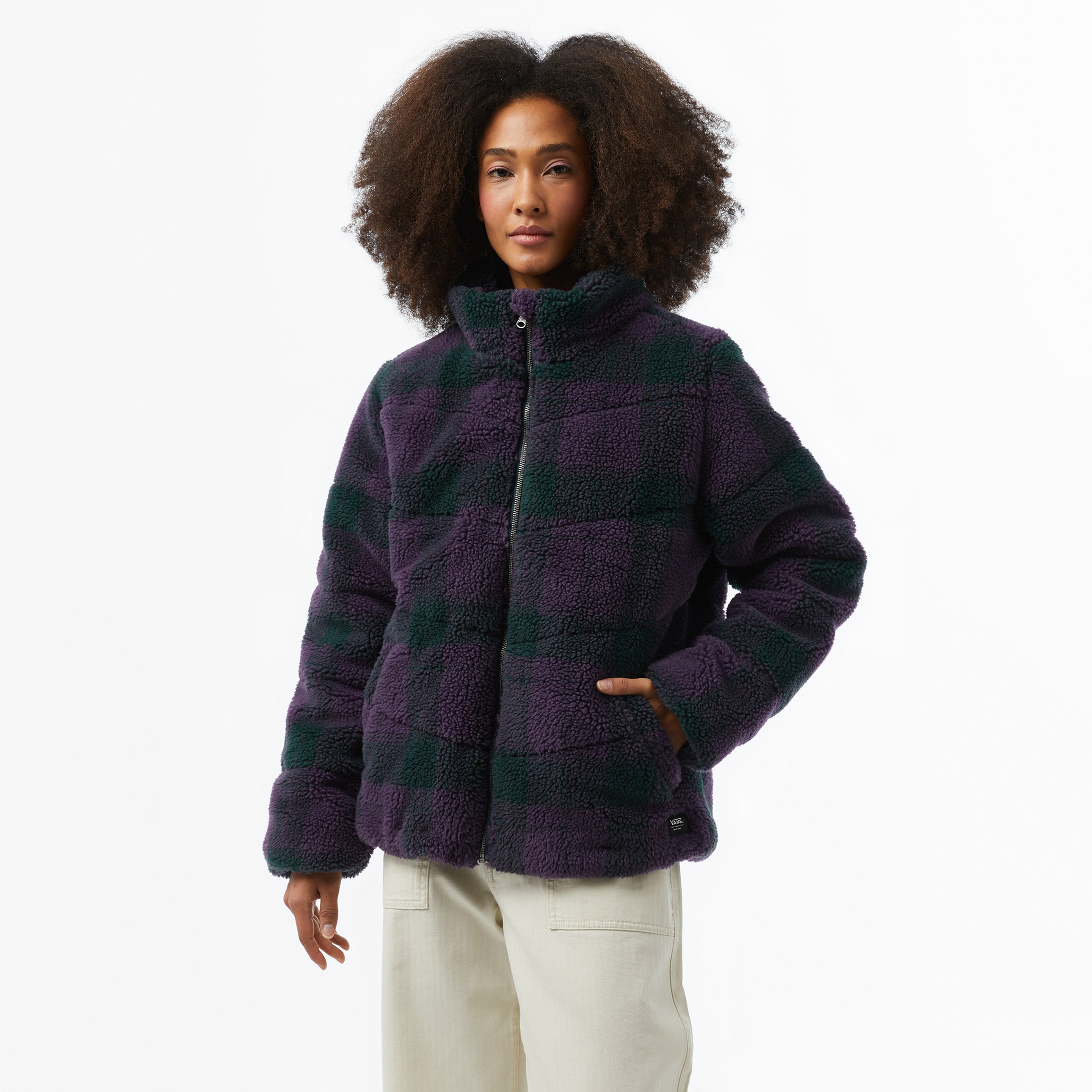 Vans Foundry Plaid High Pile Puff Kadın Mor Mont