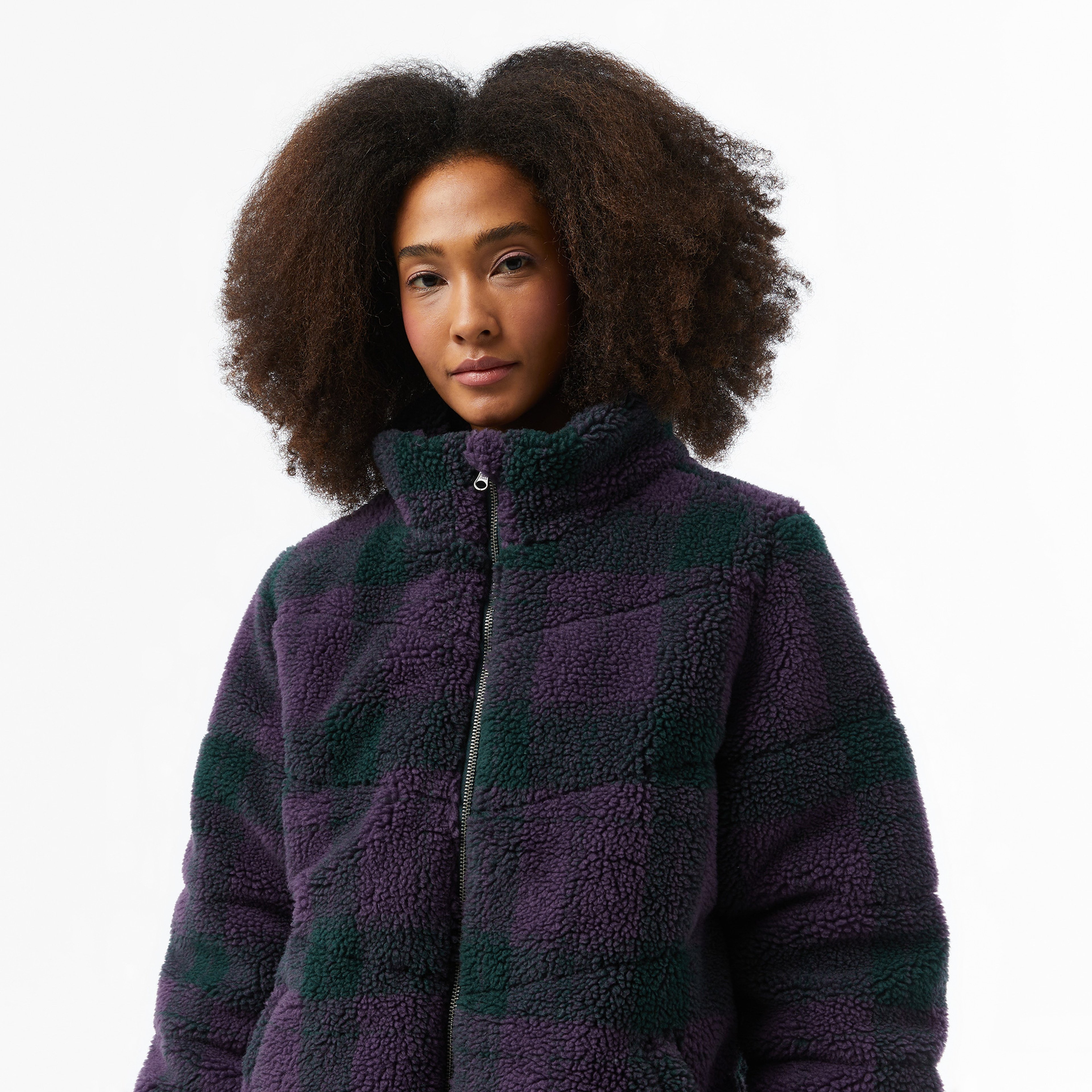 Vans Foundry Plaid High Pile Puff Kadın Mor Mont