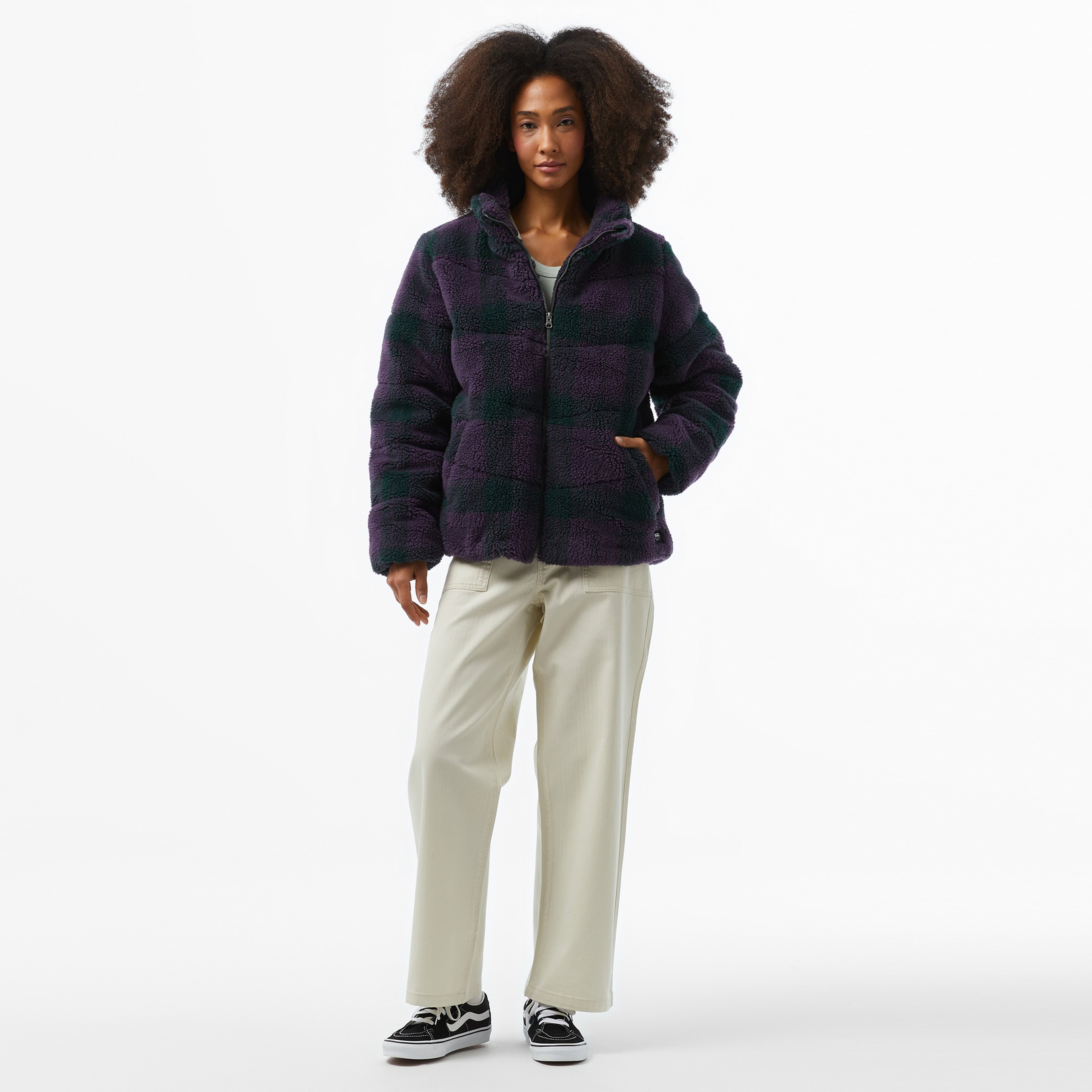 Vans Foundry Plaid High Pile Puff Kadın Mor Mont