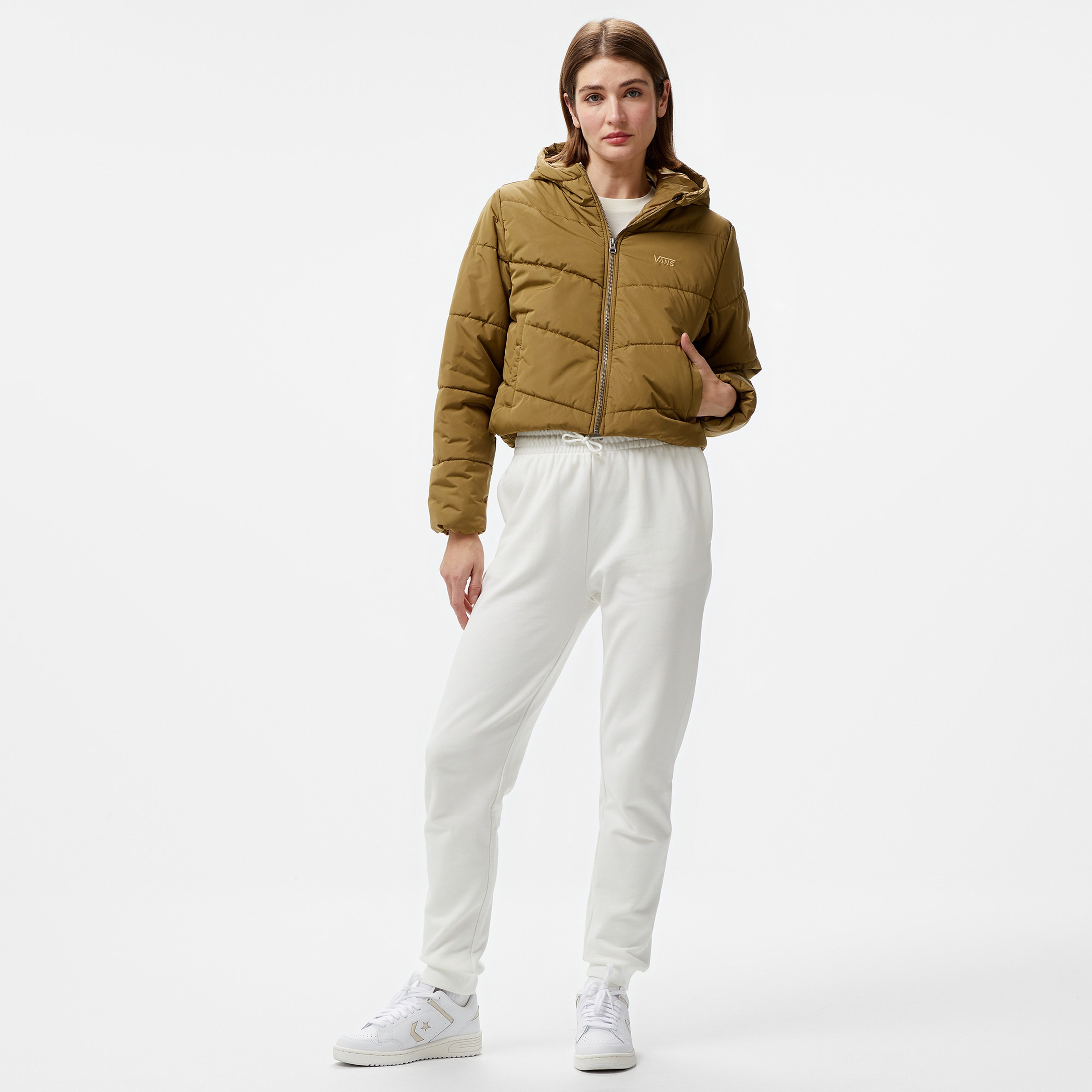 Vans Mte Foundry Crop Puff Hood Kadın Haki Ceket