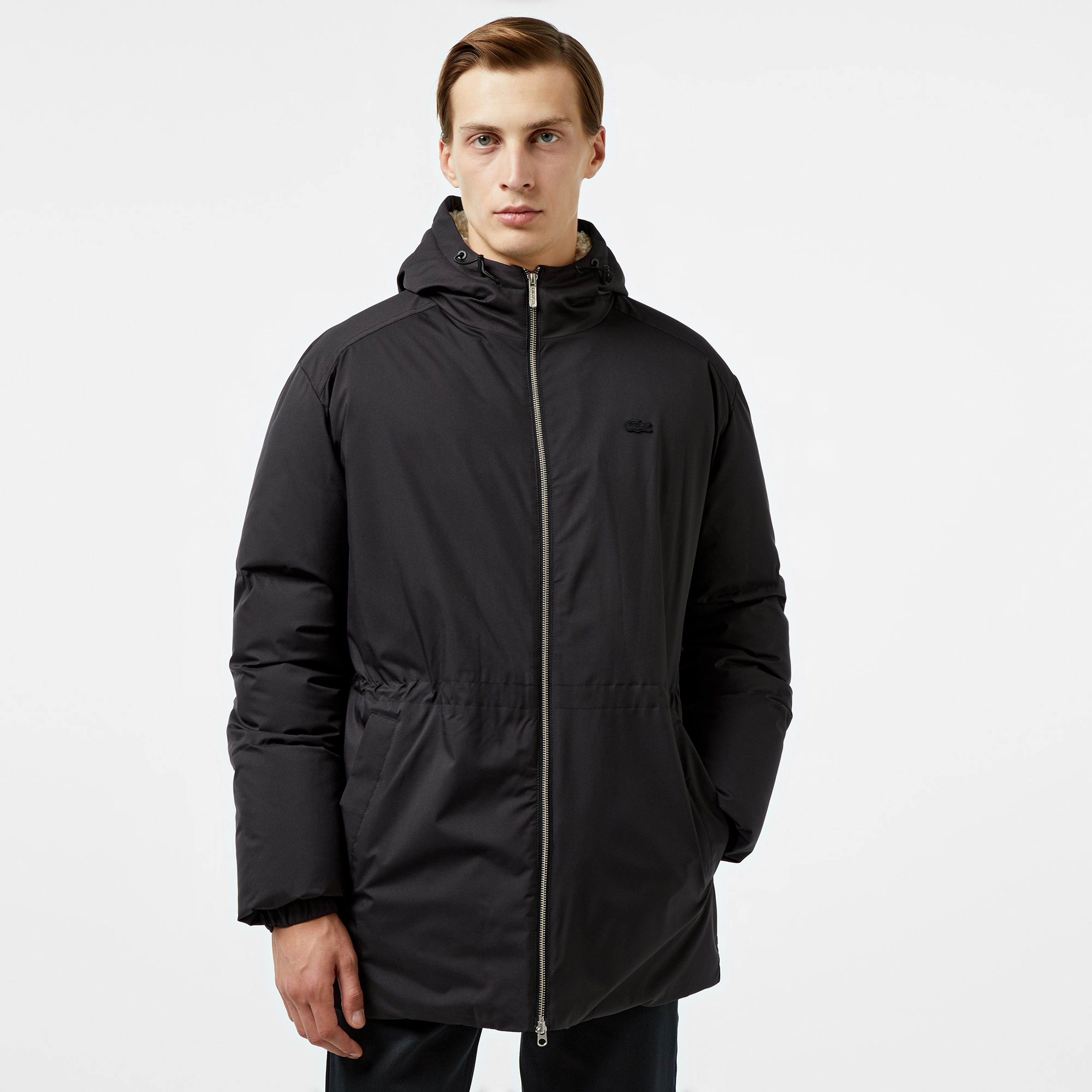 Lacoste Kapüşonlu Erkek Siyah Mont