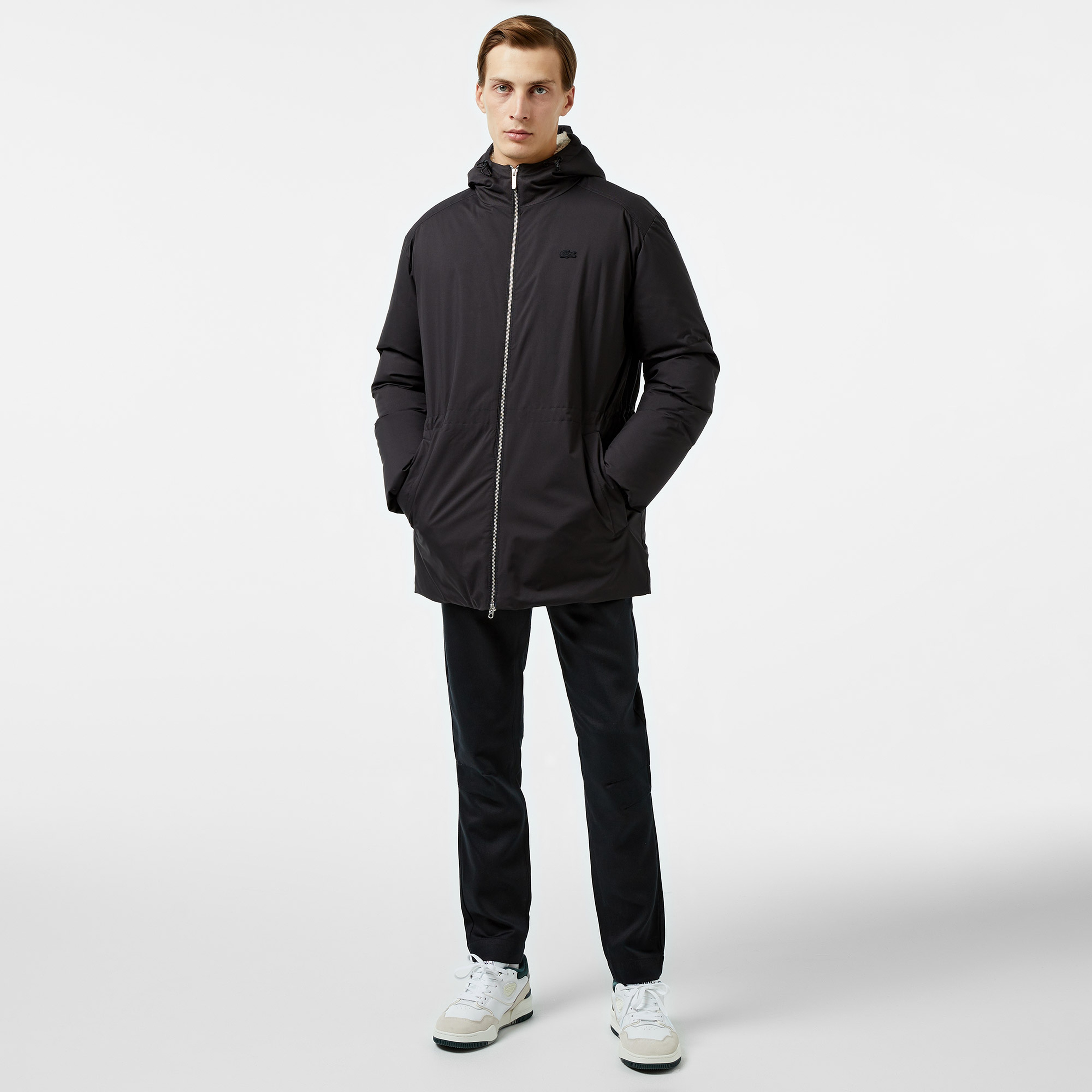 Lacoste Kapüşonlu Erkek Siyah Mont