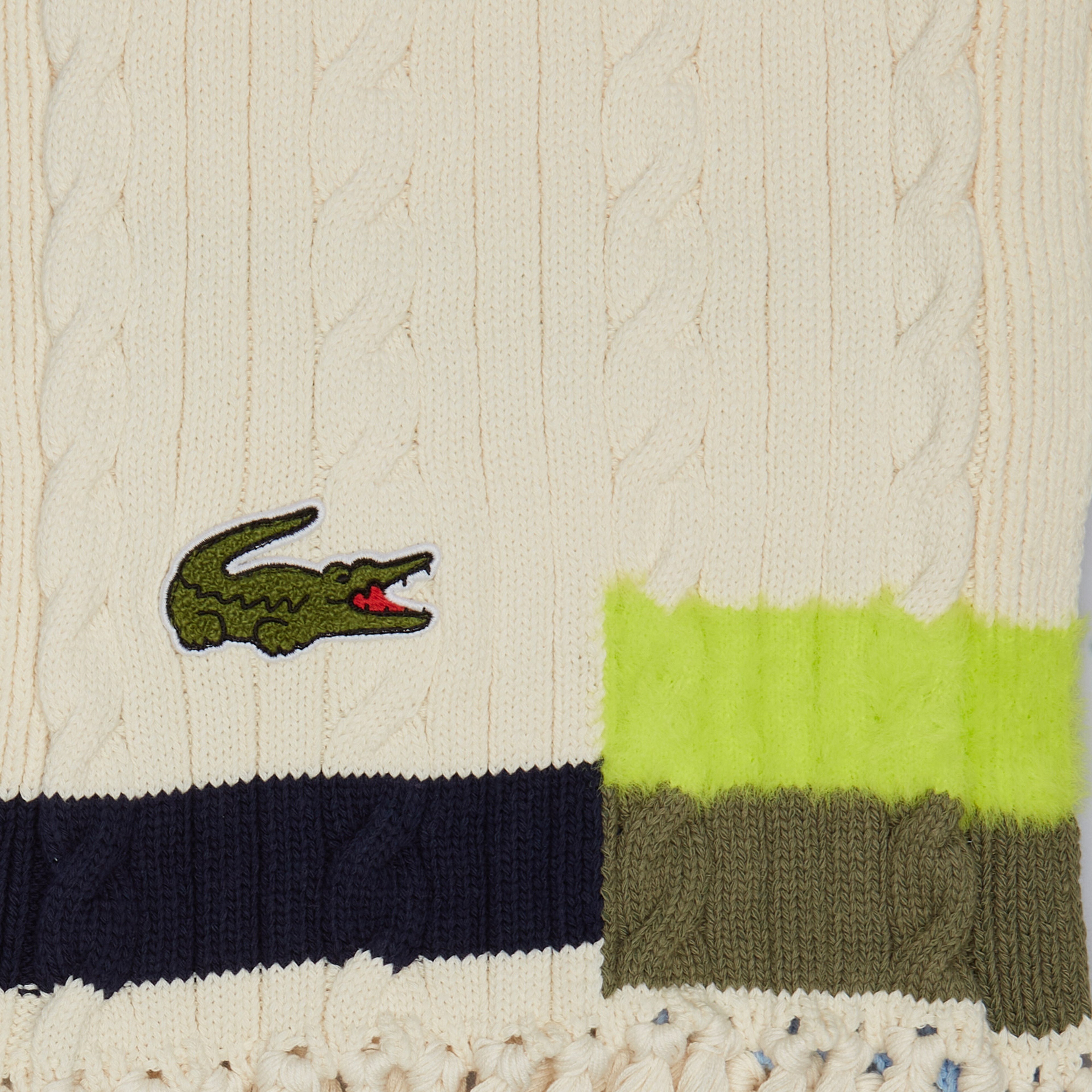 Unisex Renk Bloklu Bej Atkı