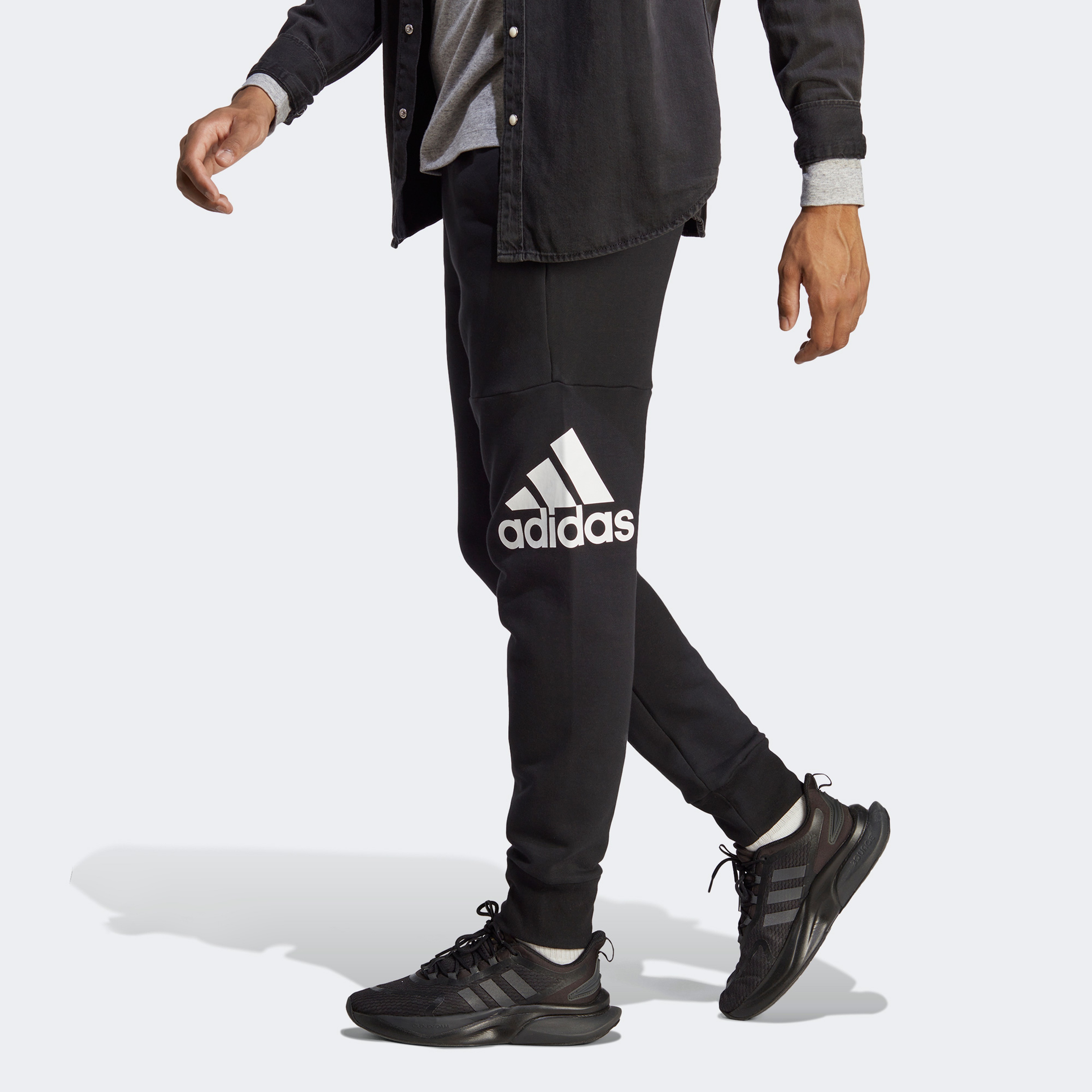 adidas Essentials French Terry Tapered Cuff Logo Erkek Siyah Eşofman Altı