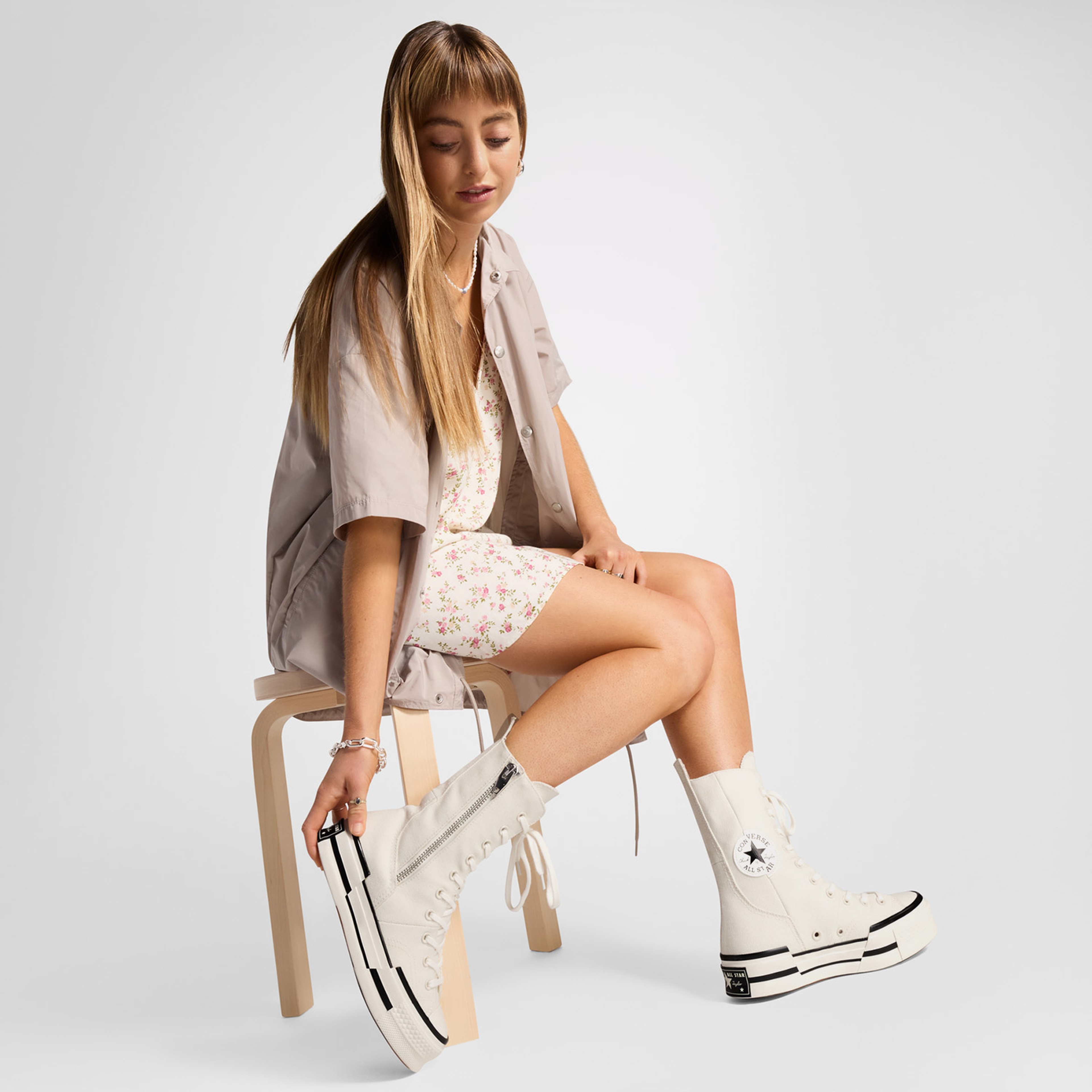 Converse Chuck 70 Plus Unisex Krem Platform Sneaker