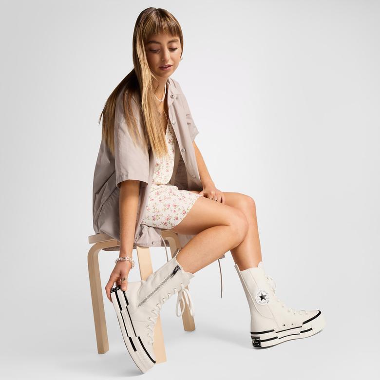 Converse Chuck 70 Plus Unisex Krem Platform Sneaker