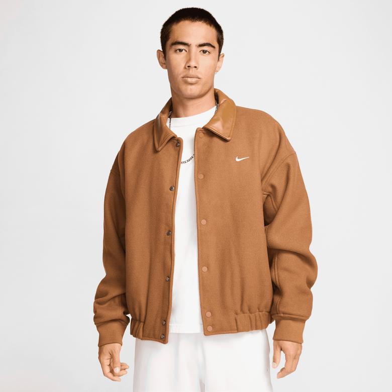 Nike Solo Swoosh Varsity Erkek Kahverengi Yün Ceket