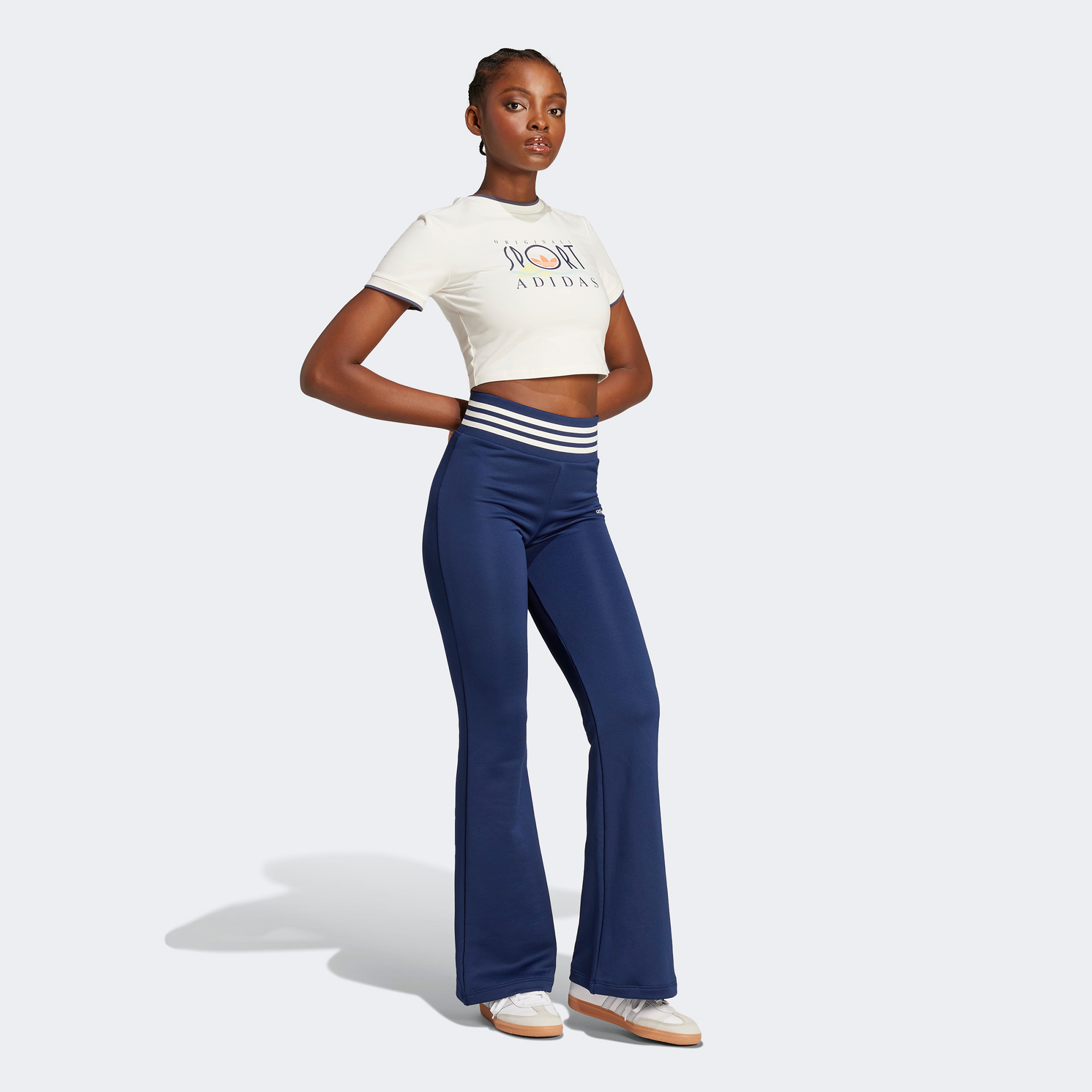 adidas Flared Kadın Lacivert Bol Paça Eşofman Altı